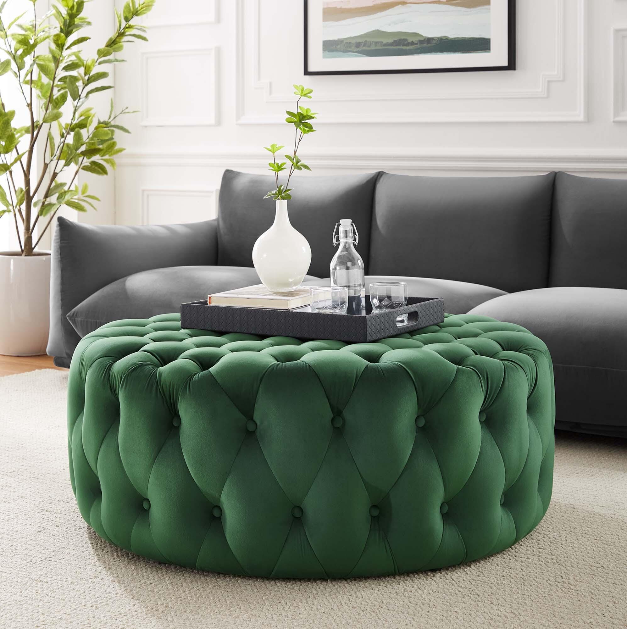 Modway Amour Ottoman, Emerald, rollover