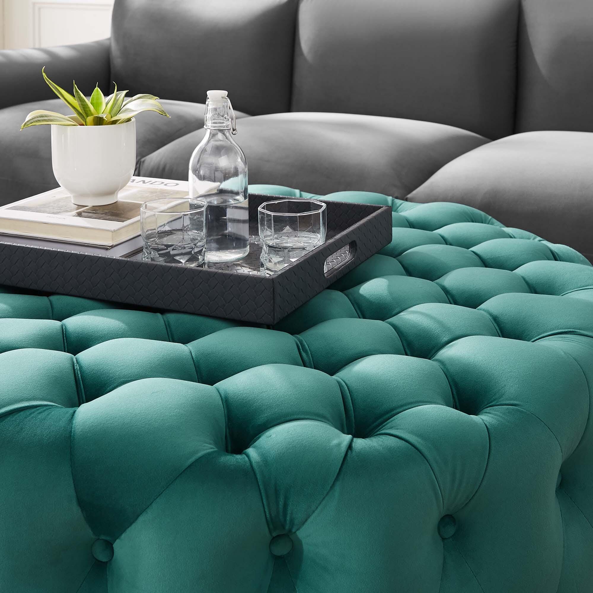Modway Amour Ottoman, Teal, large
