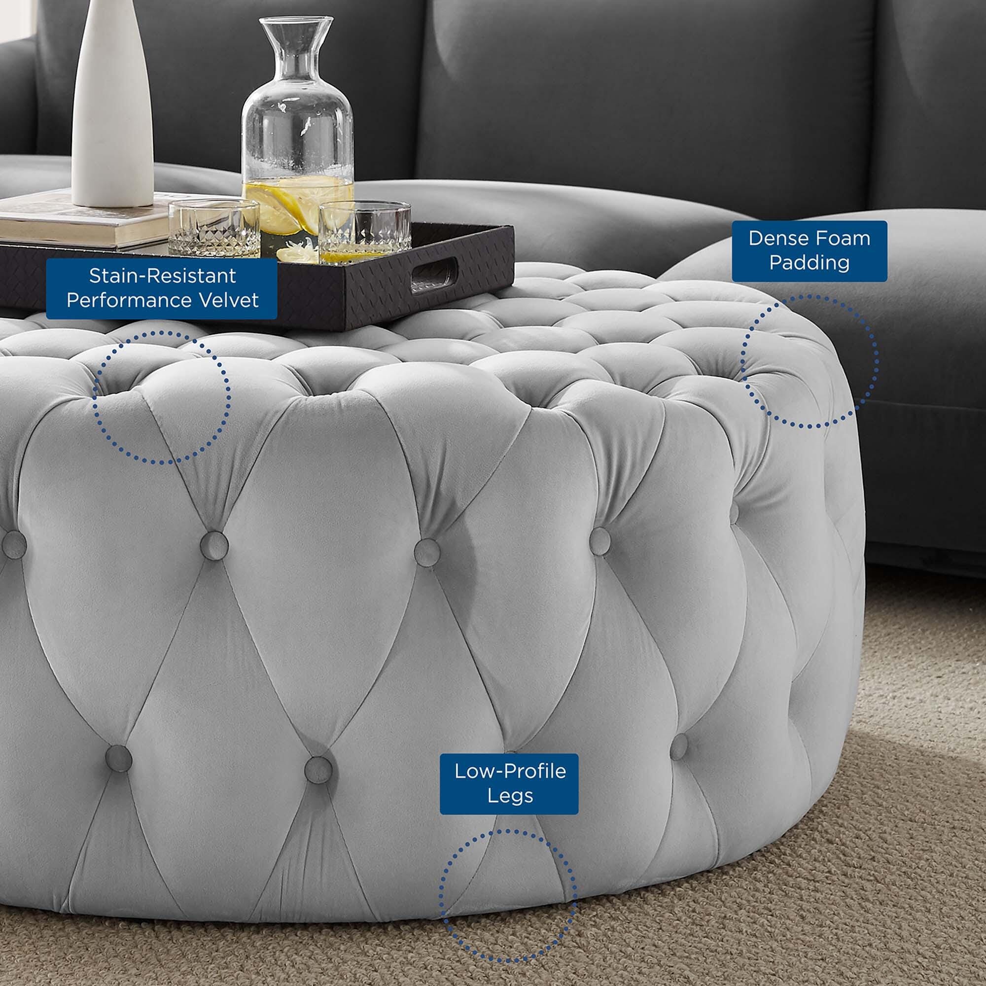 Modway Amour Ottoman, Light Gray, large