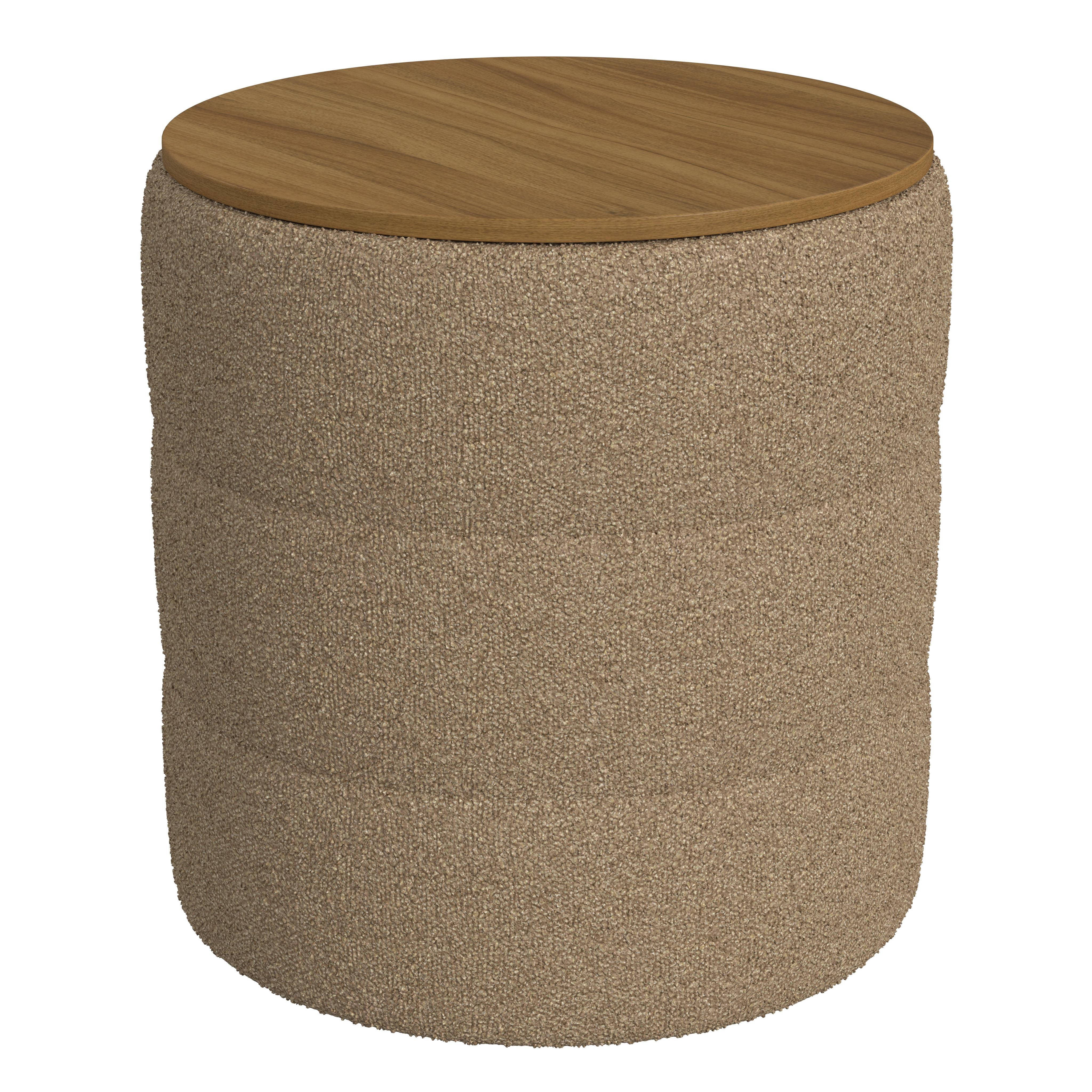 Homepop Channeled Storage Ottoman with Wood Top, Brown, large