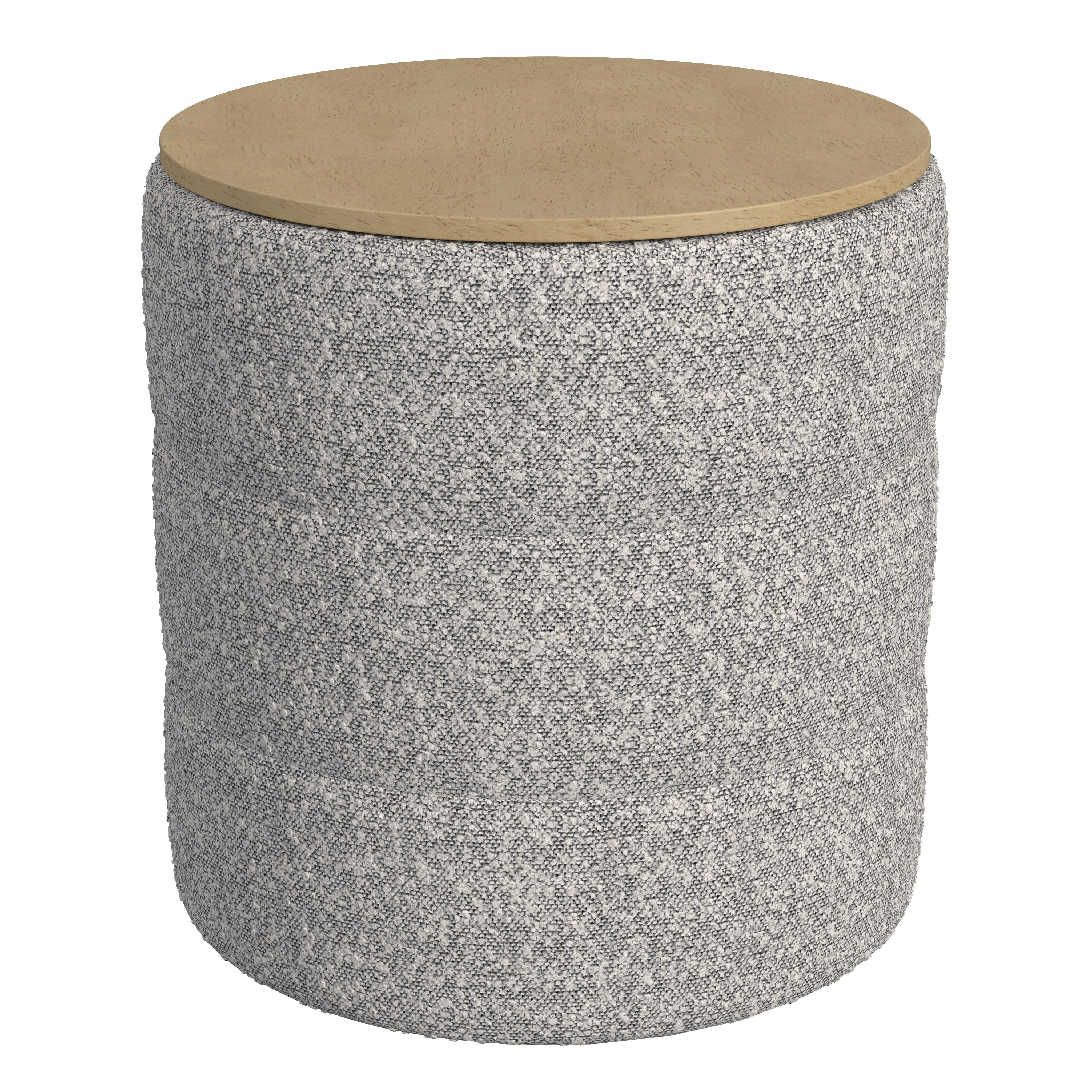 Homepop Channeled Storage Ottoman with Wood Top, Light Gray, large