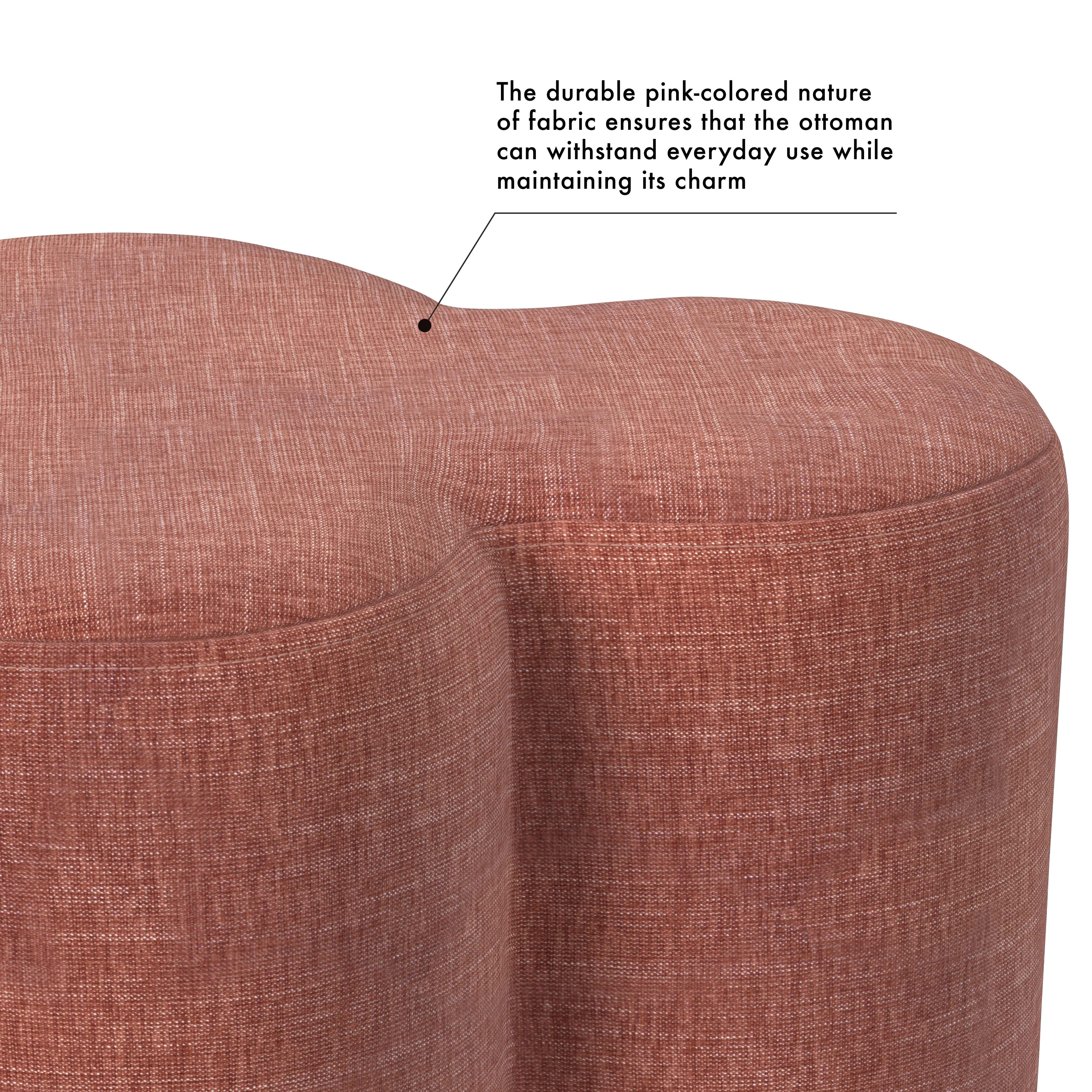 Homepop Clover Ottoman, Pink, large