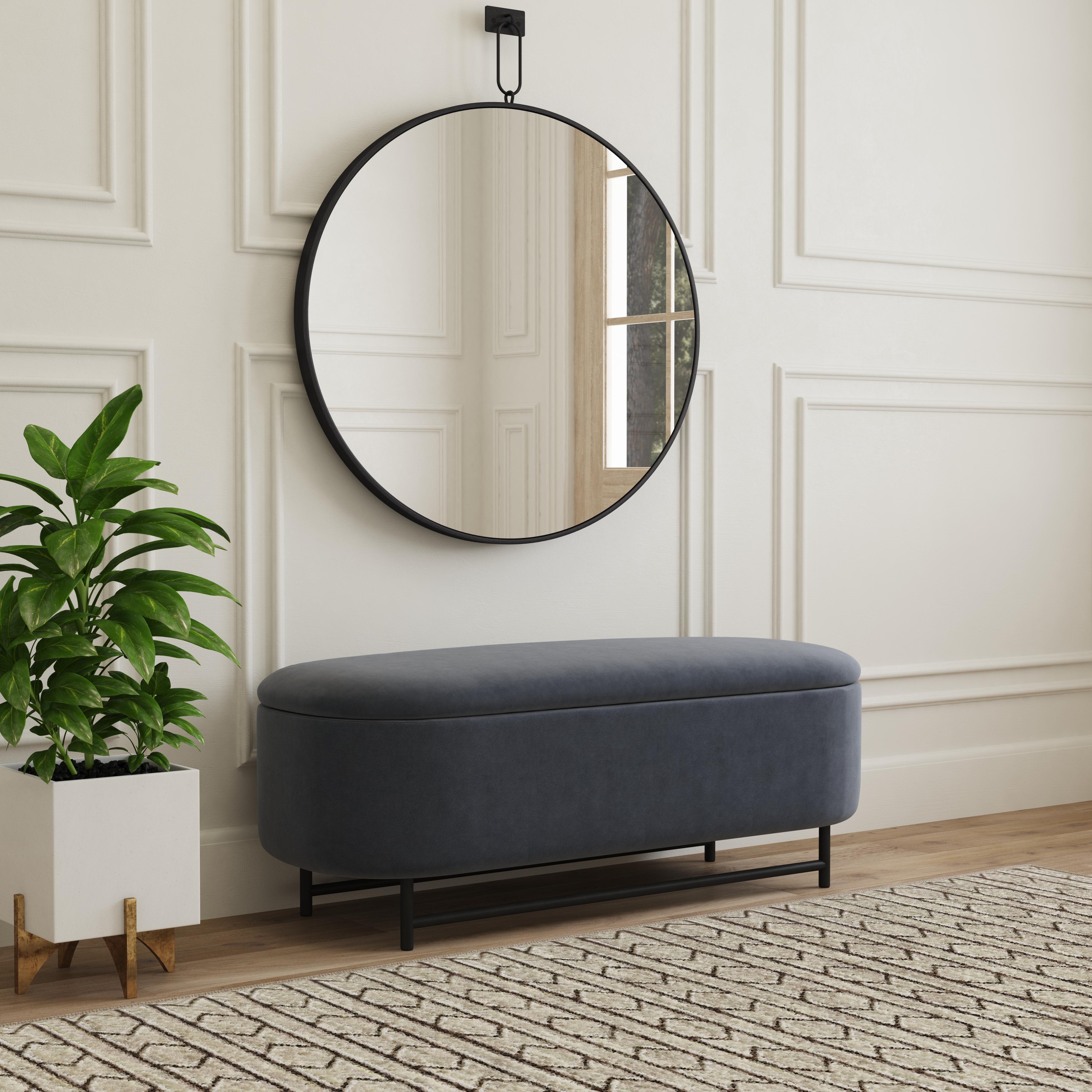 Homepop Ellipse Storage Bench, Blue, rollover