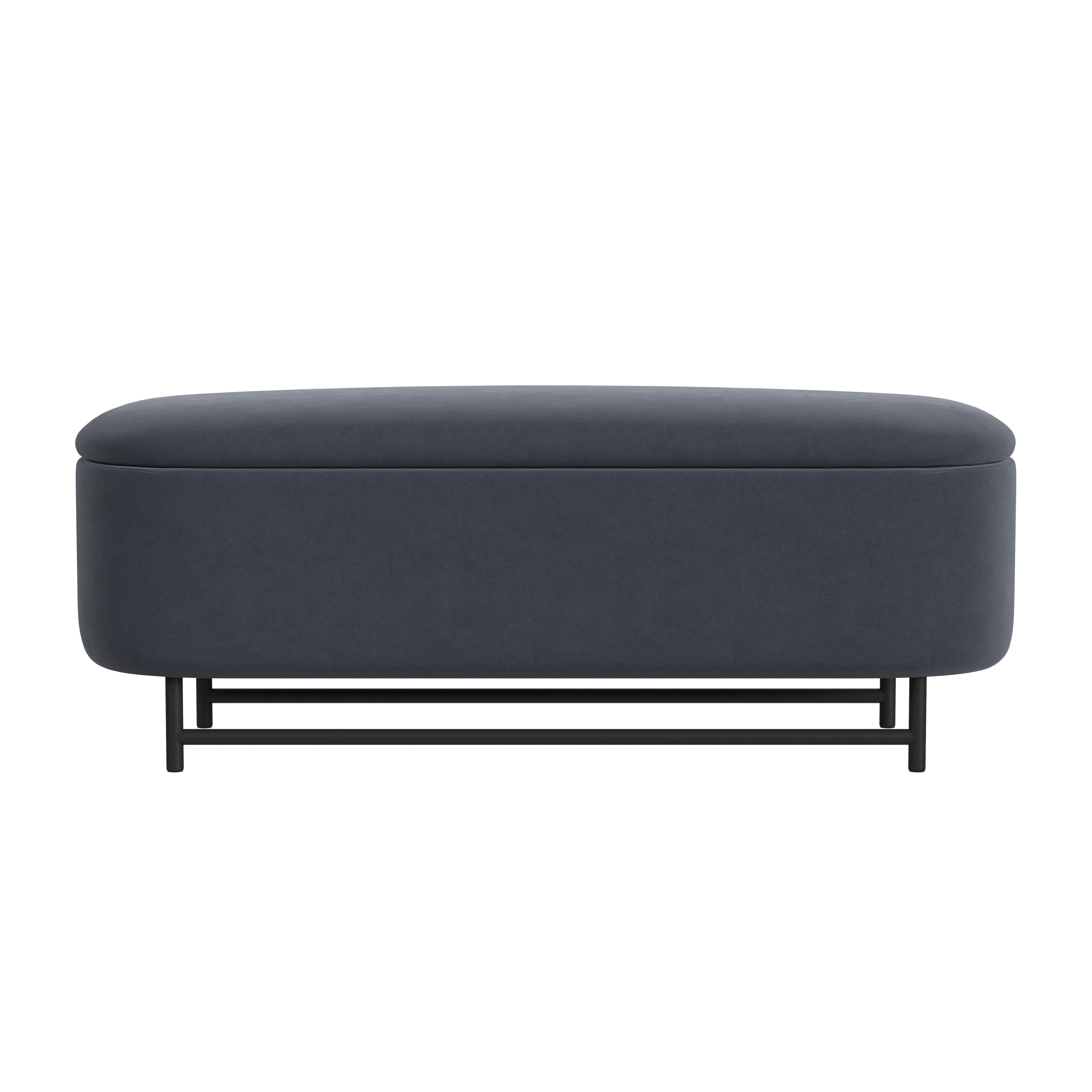 Homepop Ellipse Storage Bench, Blue, large