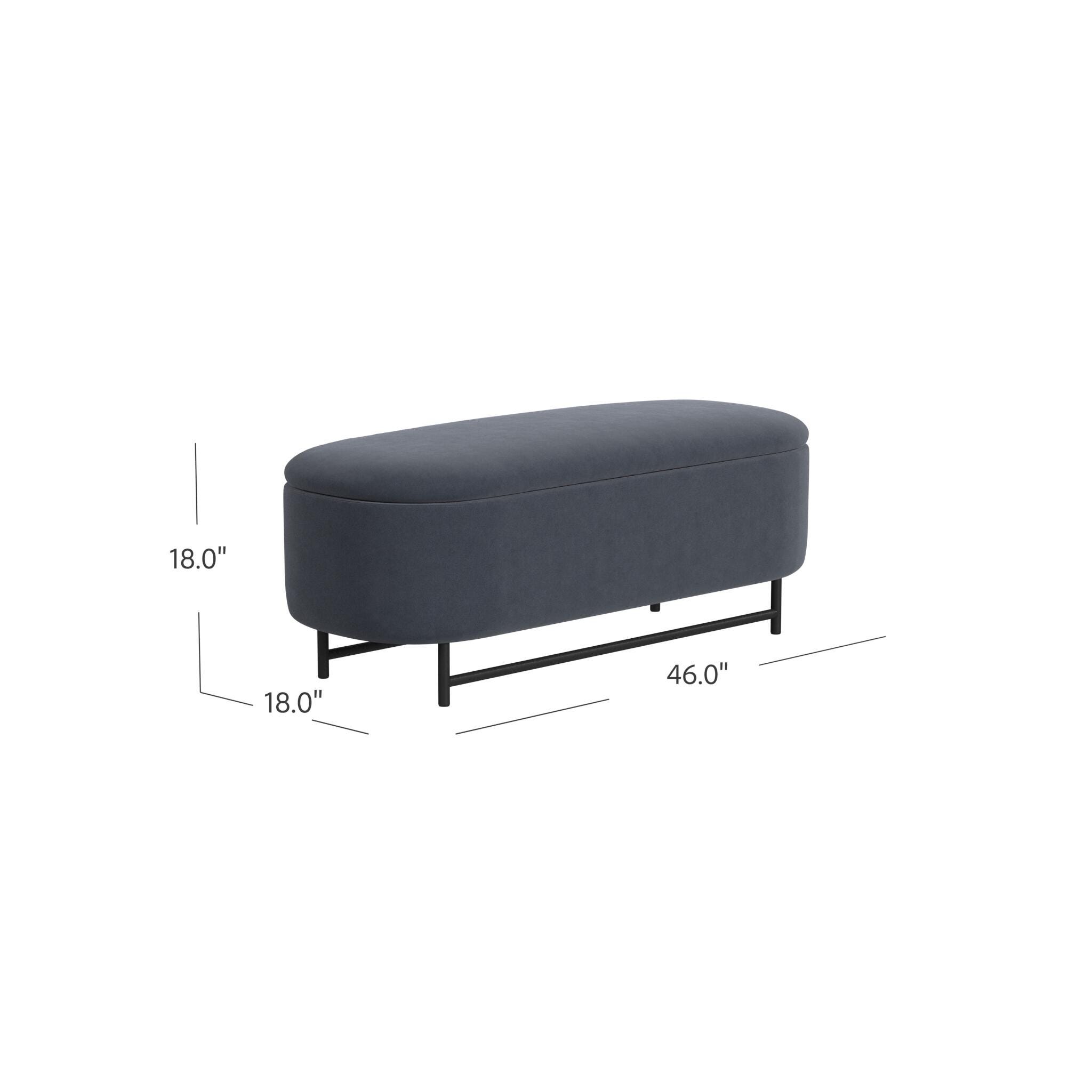 Homepop Ellipse Storage Bench, Blue, large