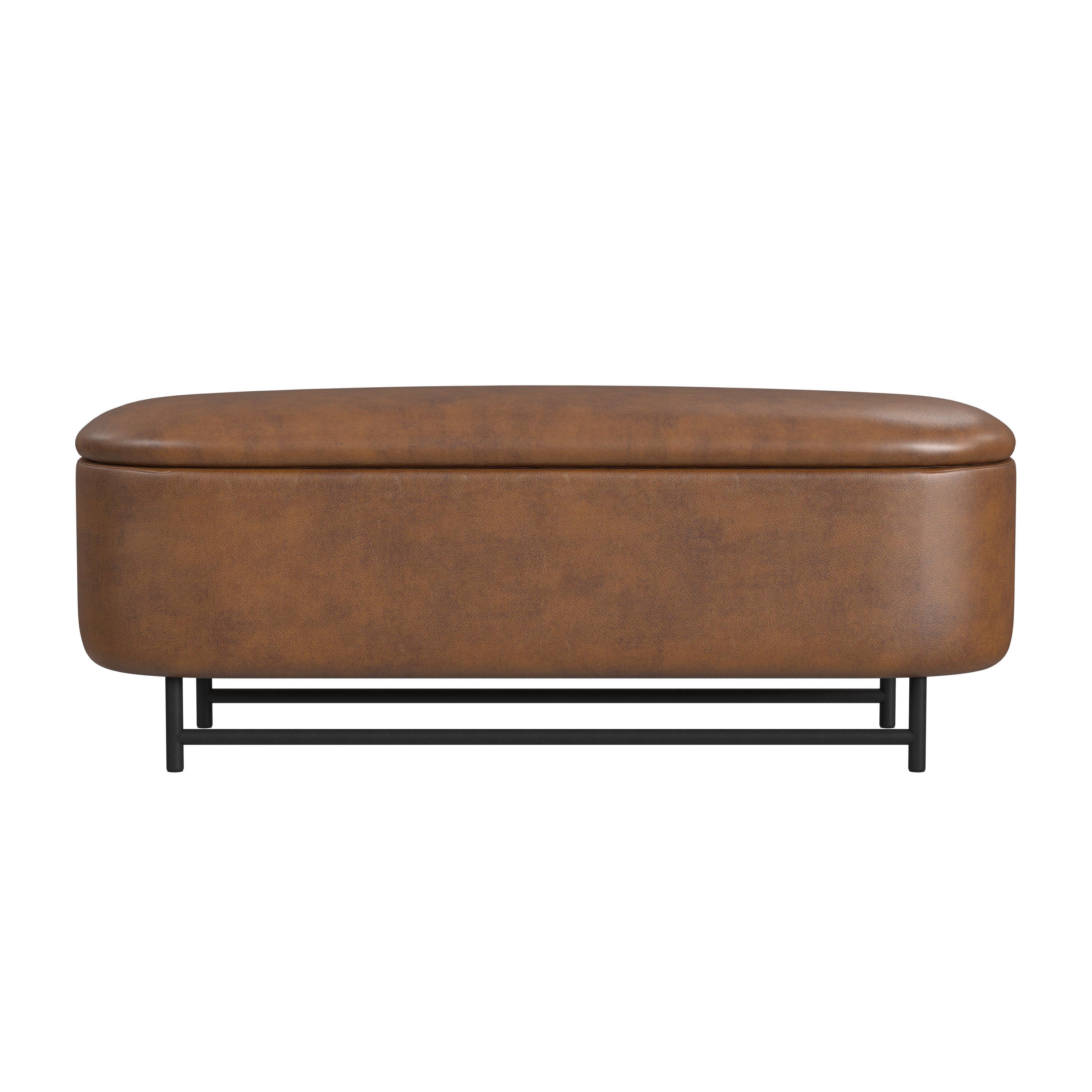 Homepop Ellipse Storage Bench, Brown, large