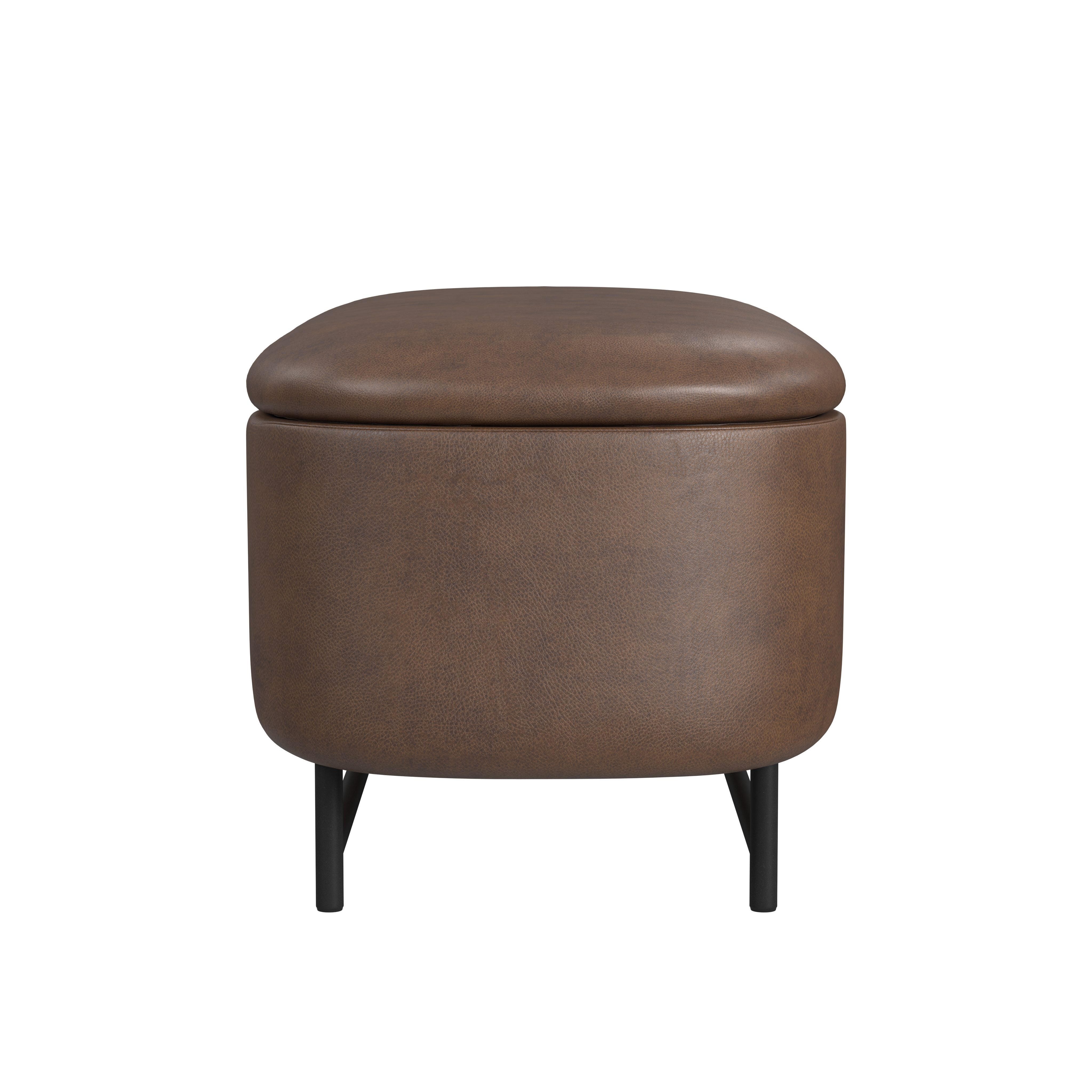 Homepop Ellipse Storage Bench, Brown, large