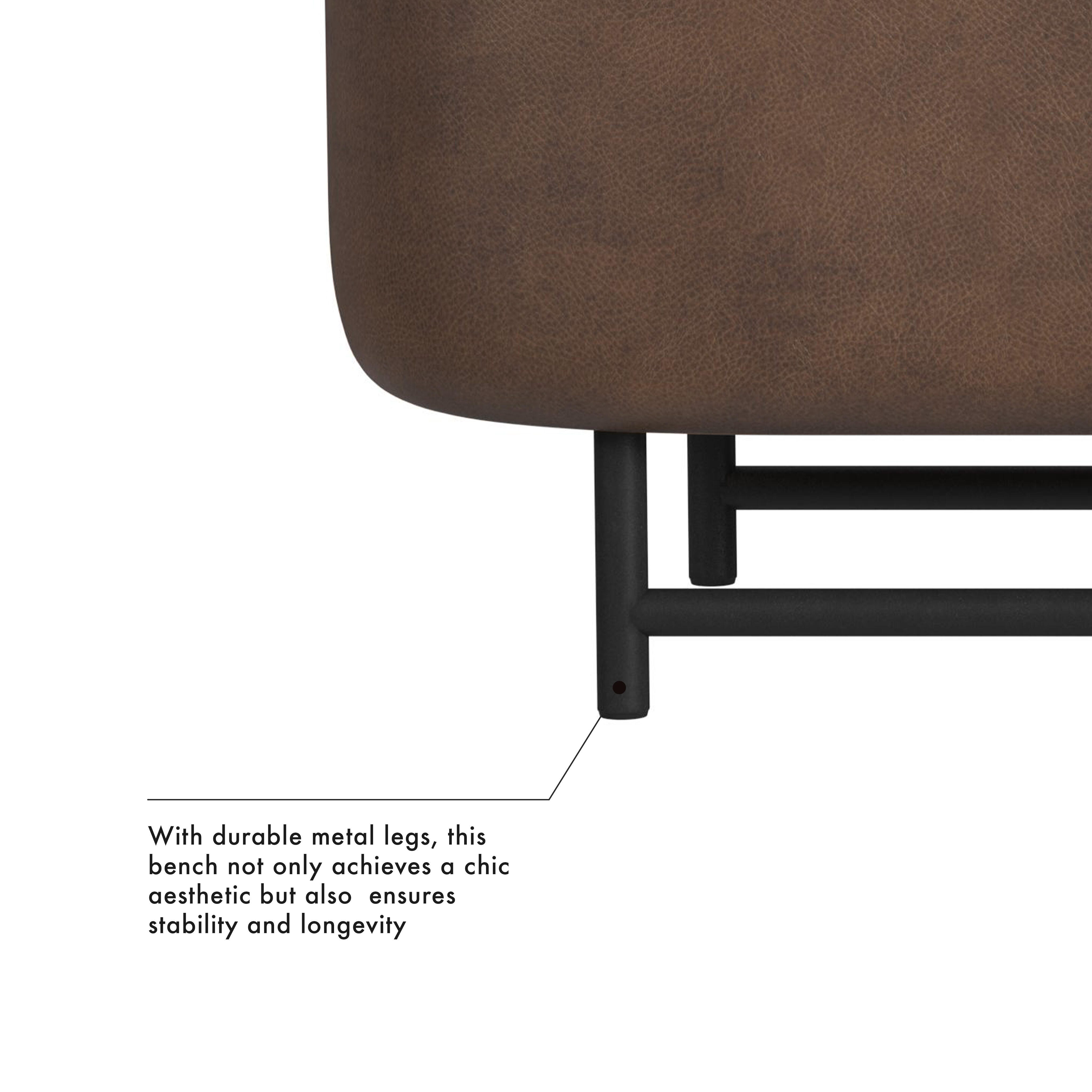 Homepop Ellipse Storage Bench, Brown, large