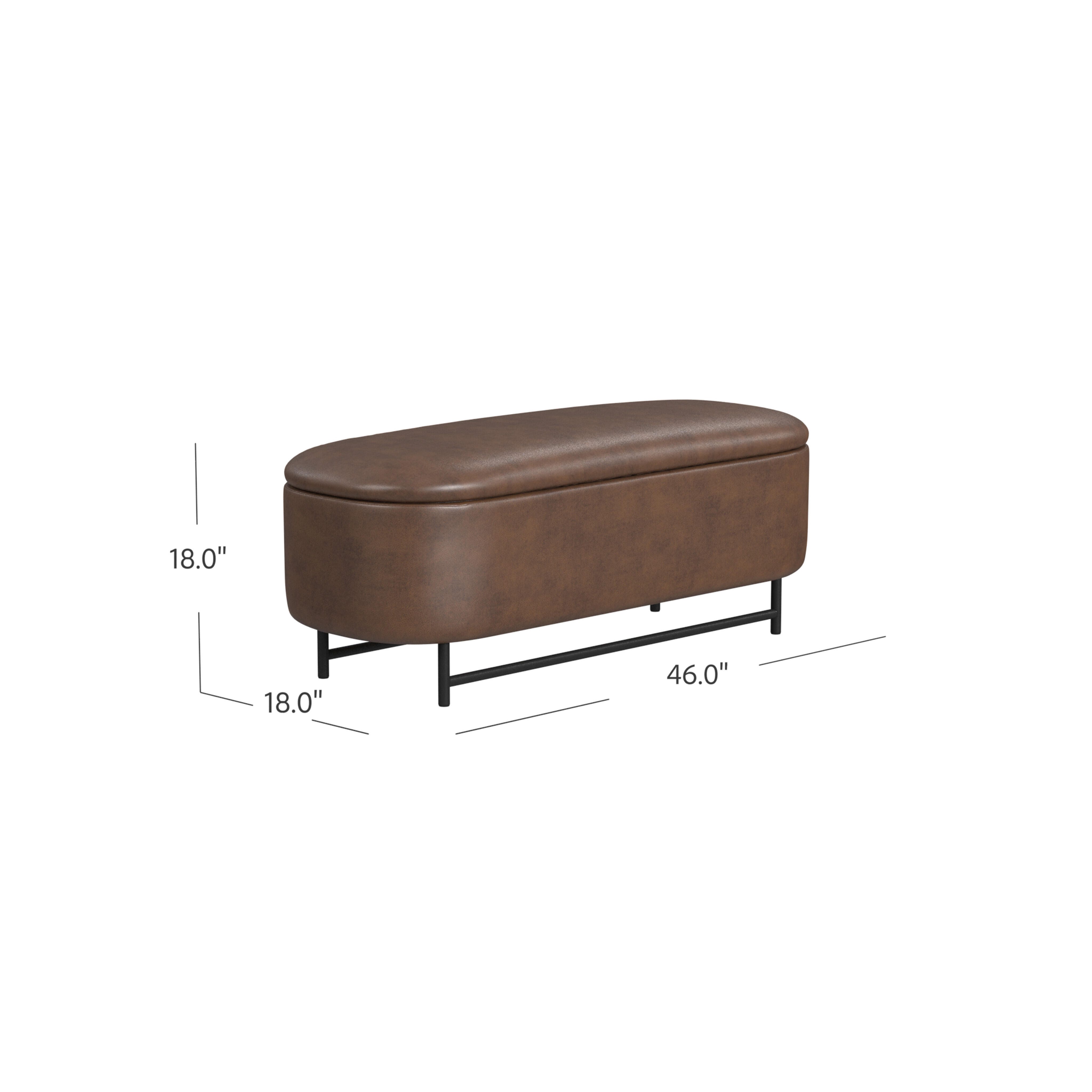Homepop Ellipse Storage Bench, Brown, large
