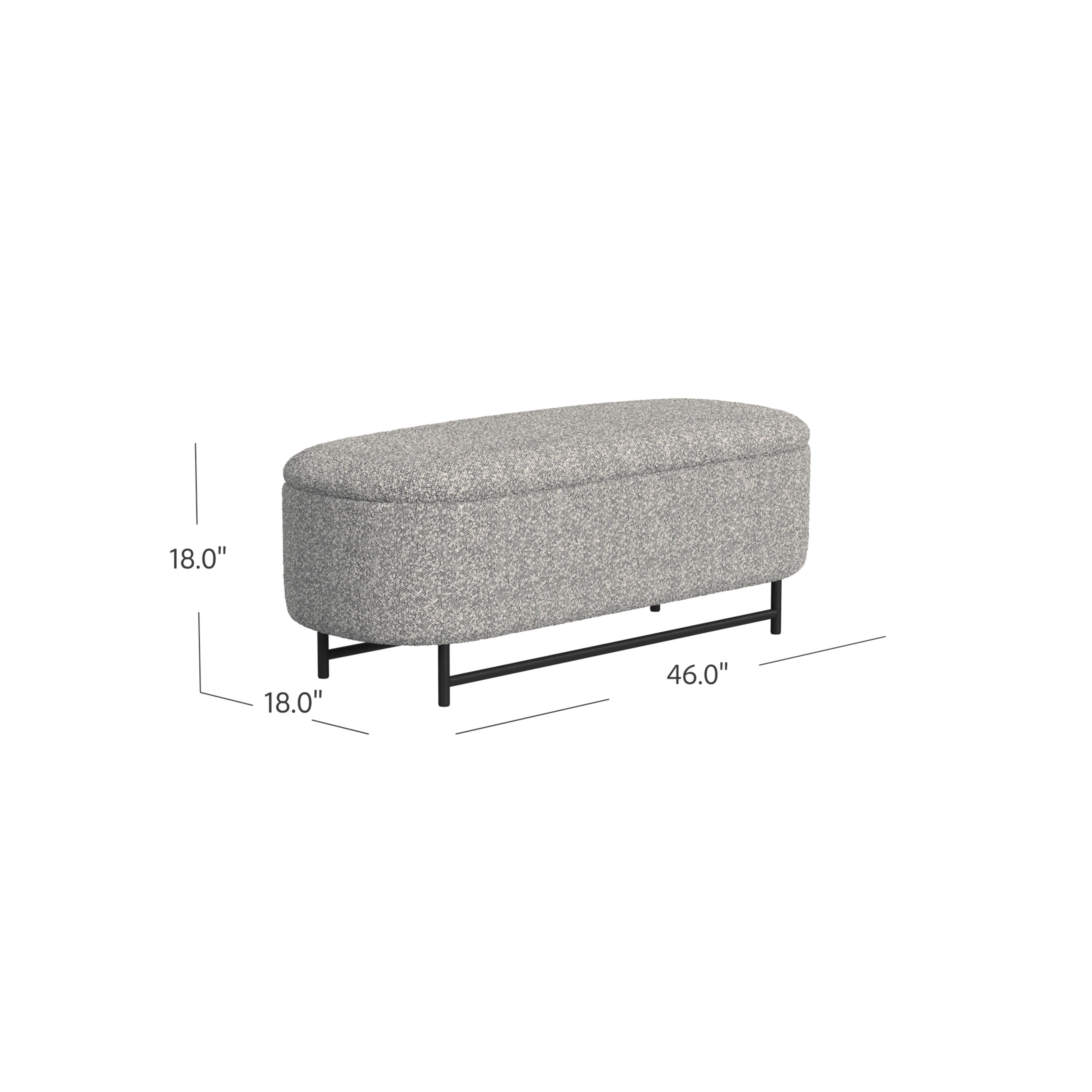 Homepop Ellipse Storage Bench, Cream, large