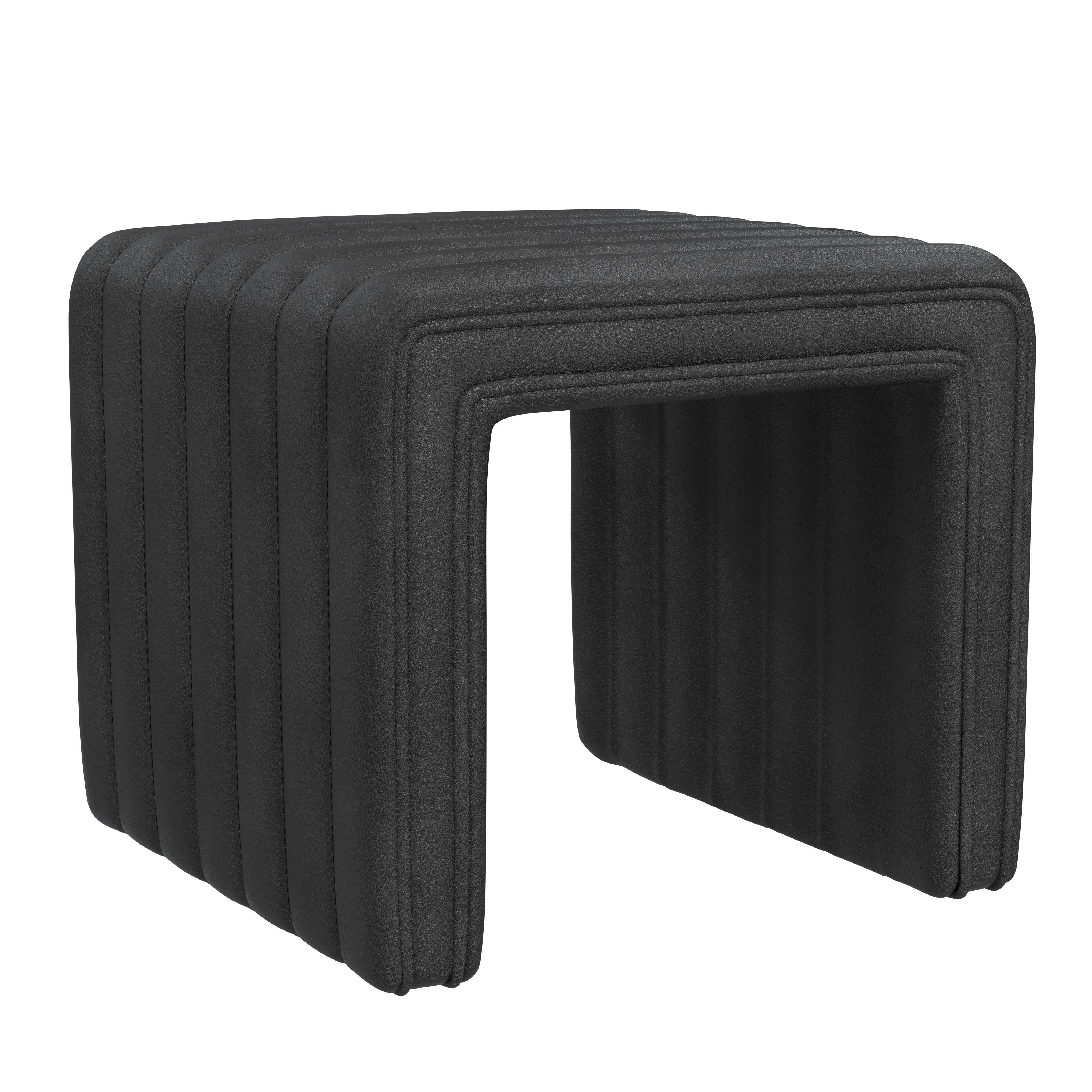 Homepop Modern Ottoman, Black, large