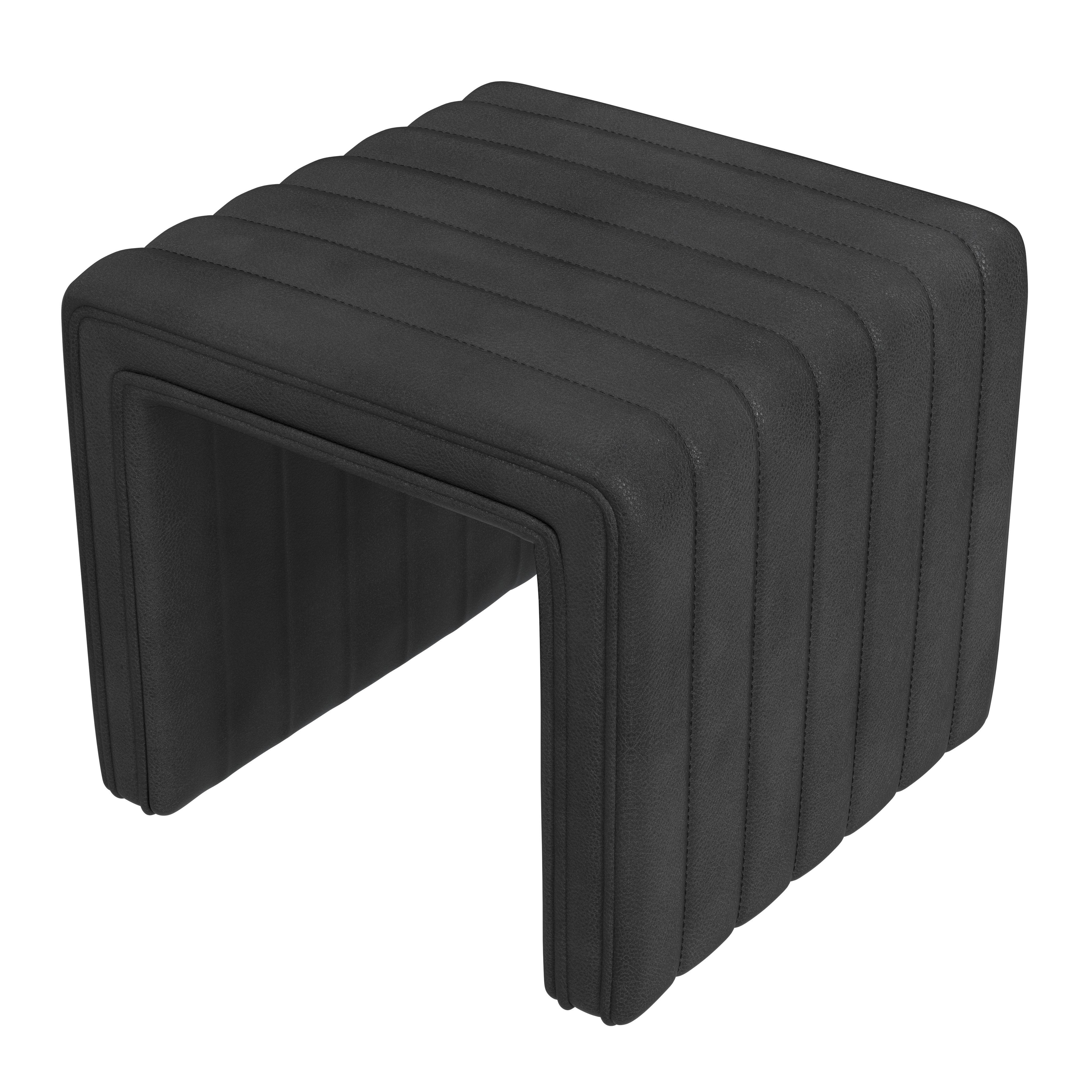 Homepop Modern Ottoman, Black, large