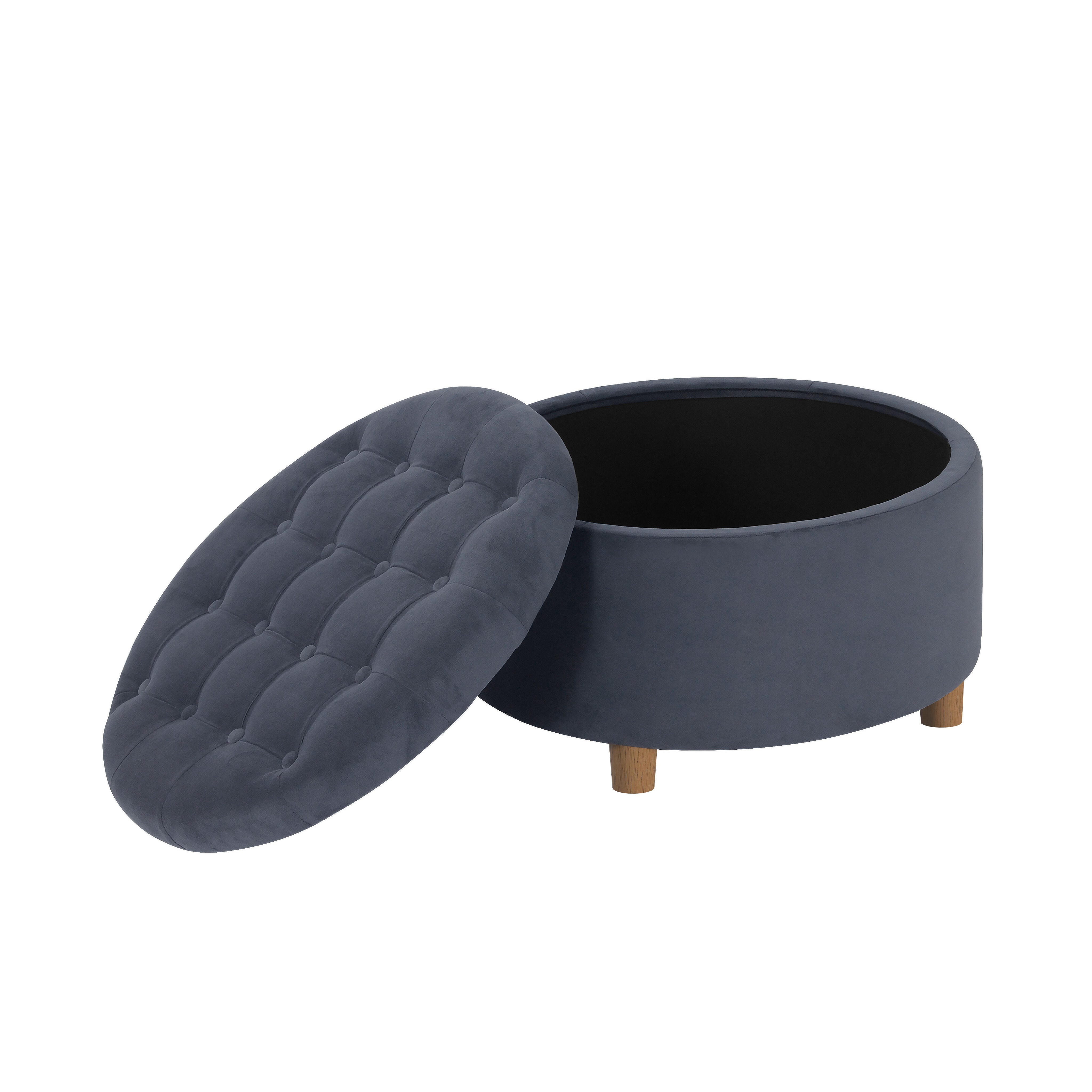 Homepop Ottoman with Storage, Blue, large
