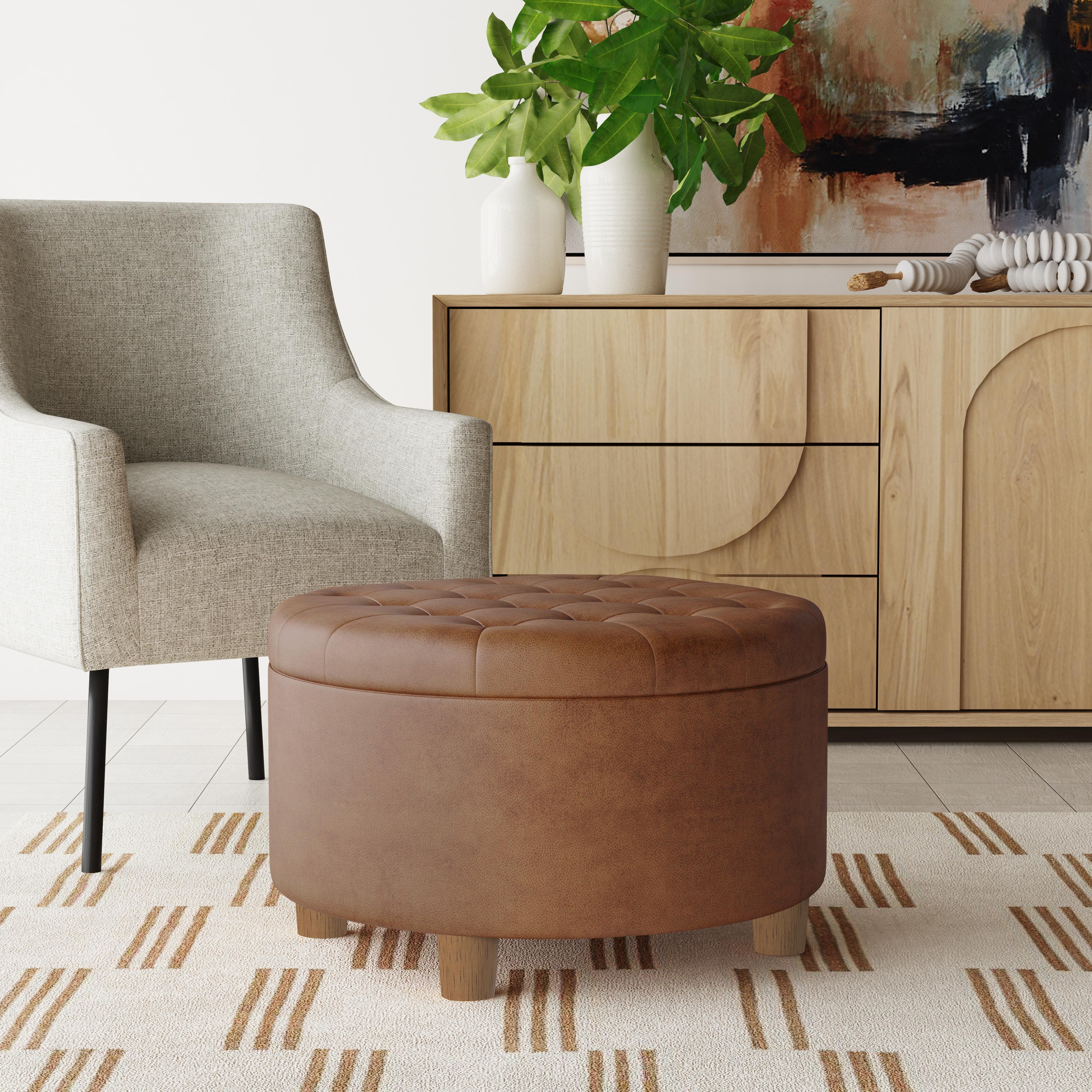 Homepop Ottoman with Storage, Brown, large