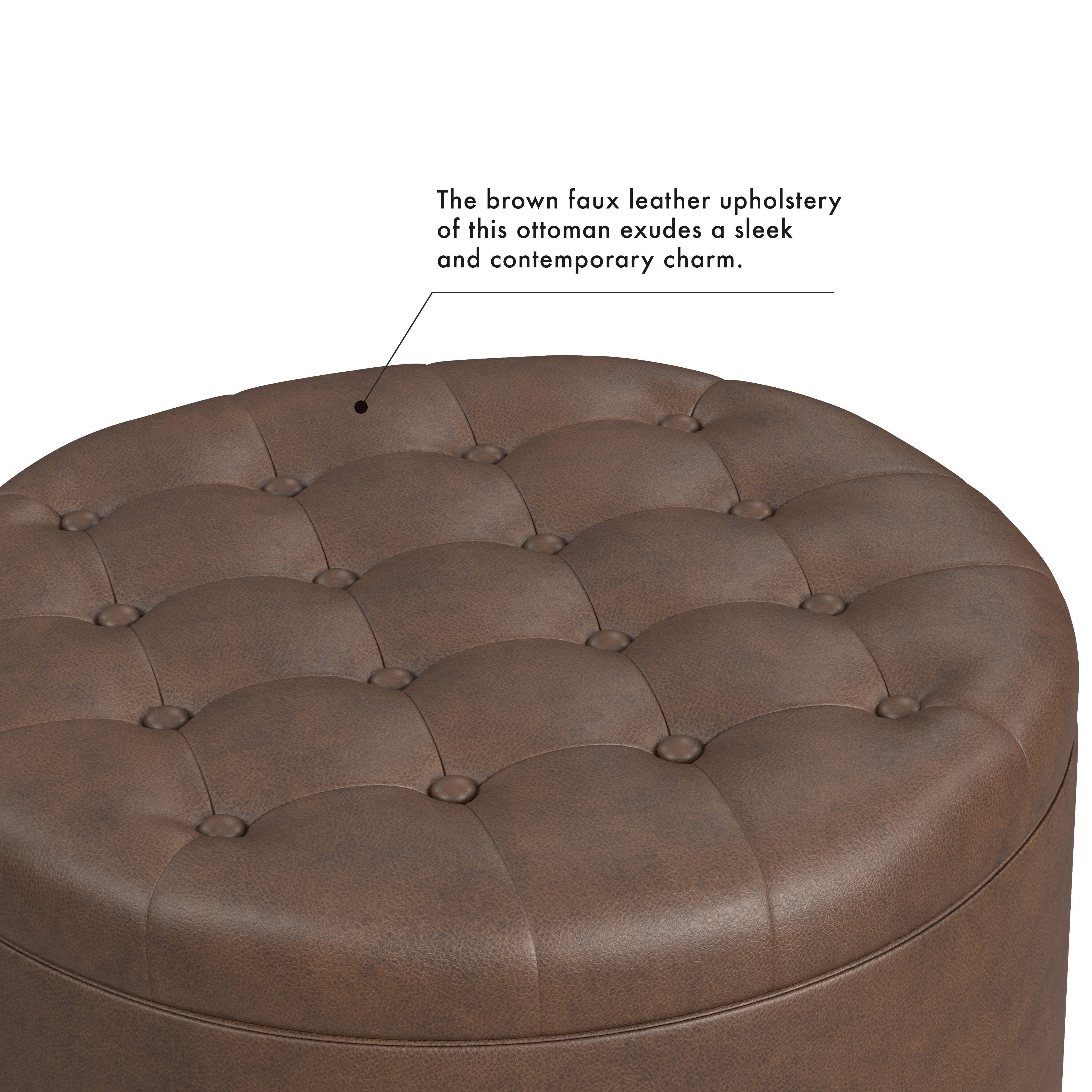 Homepop Ottoman with Storage, Brown, large