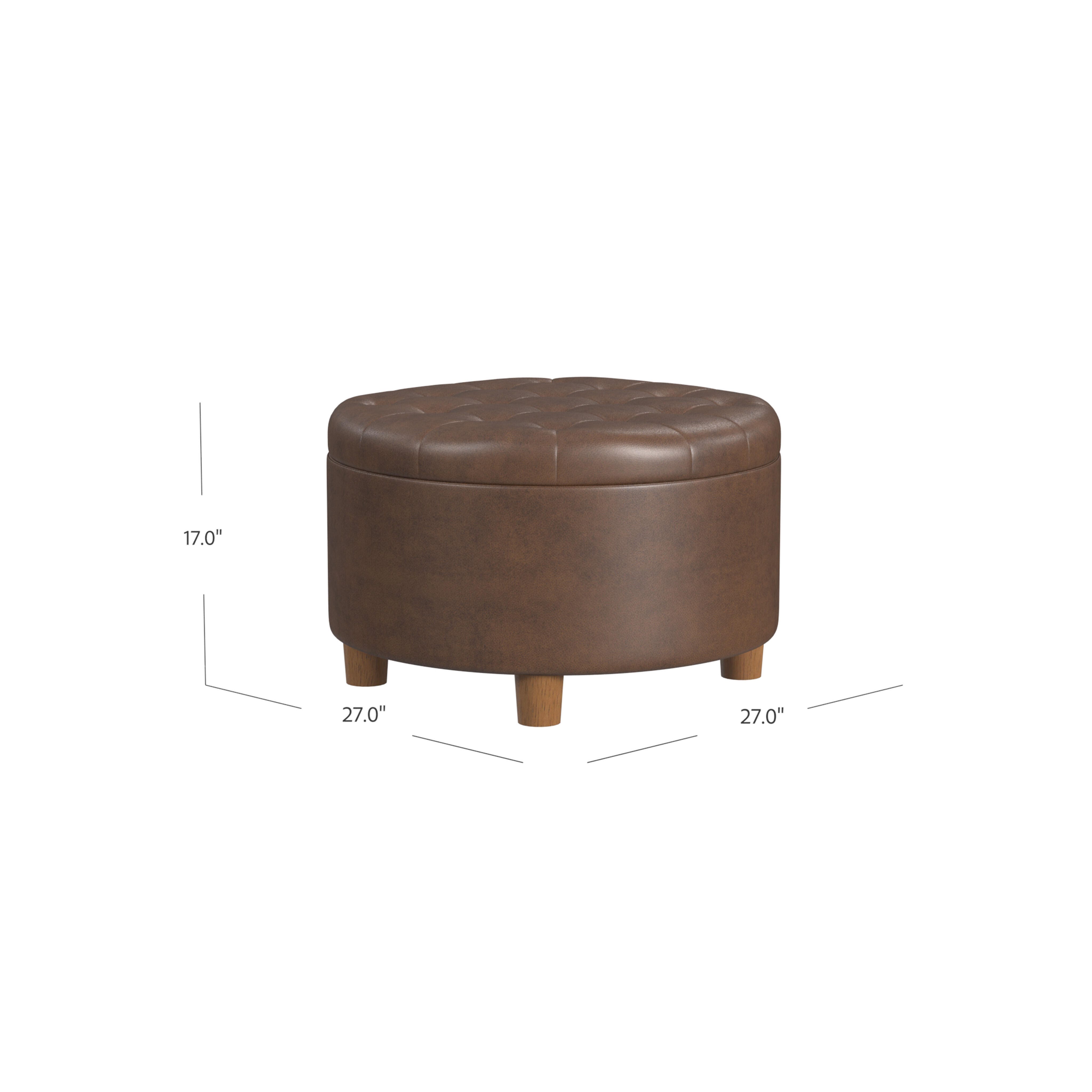 Homepop Ottoman with Storage, Brown, large