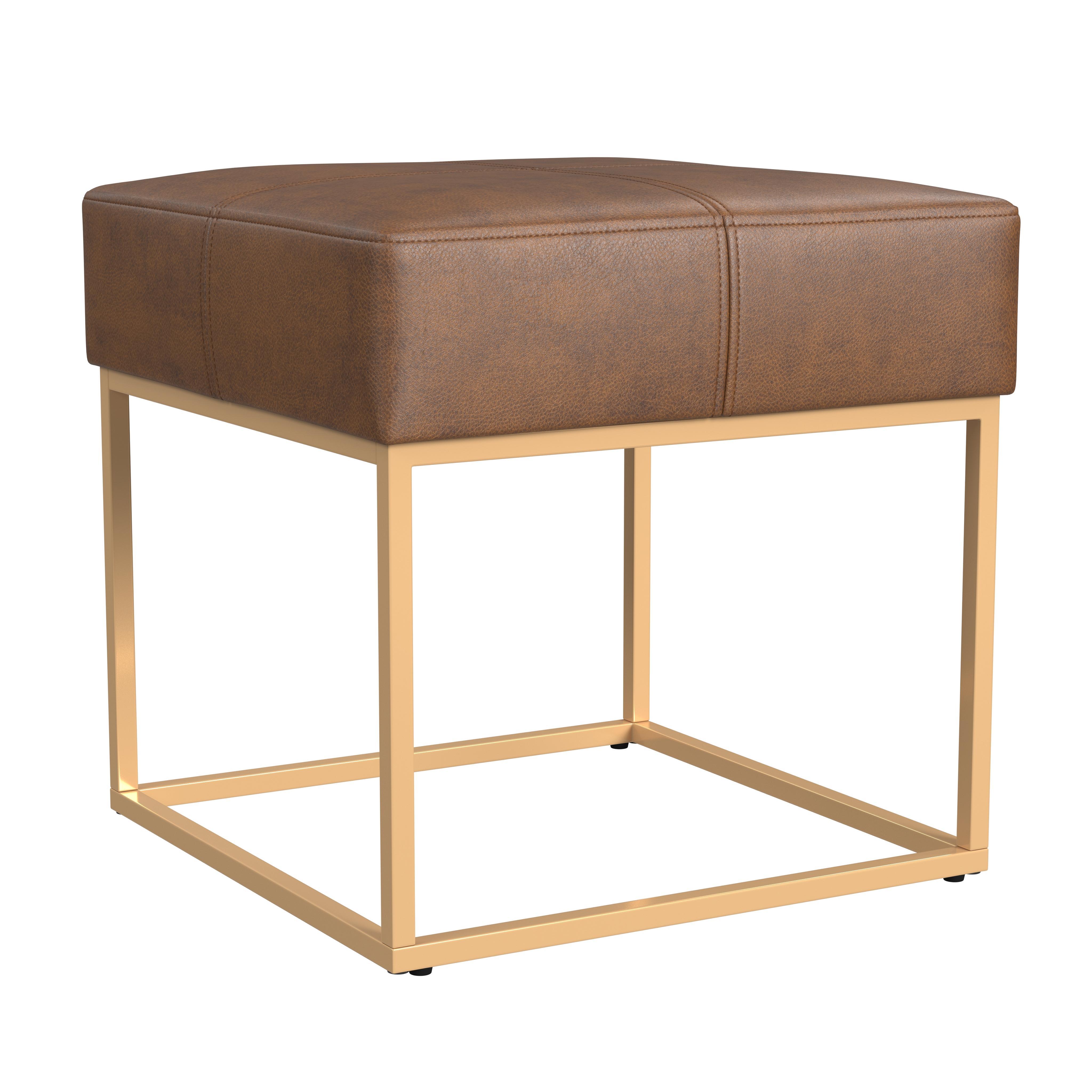 Homepop Ottoman Stool, Brown, large
