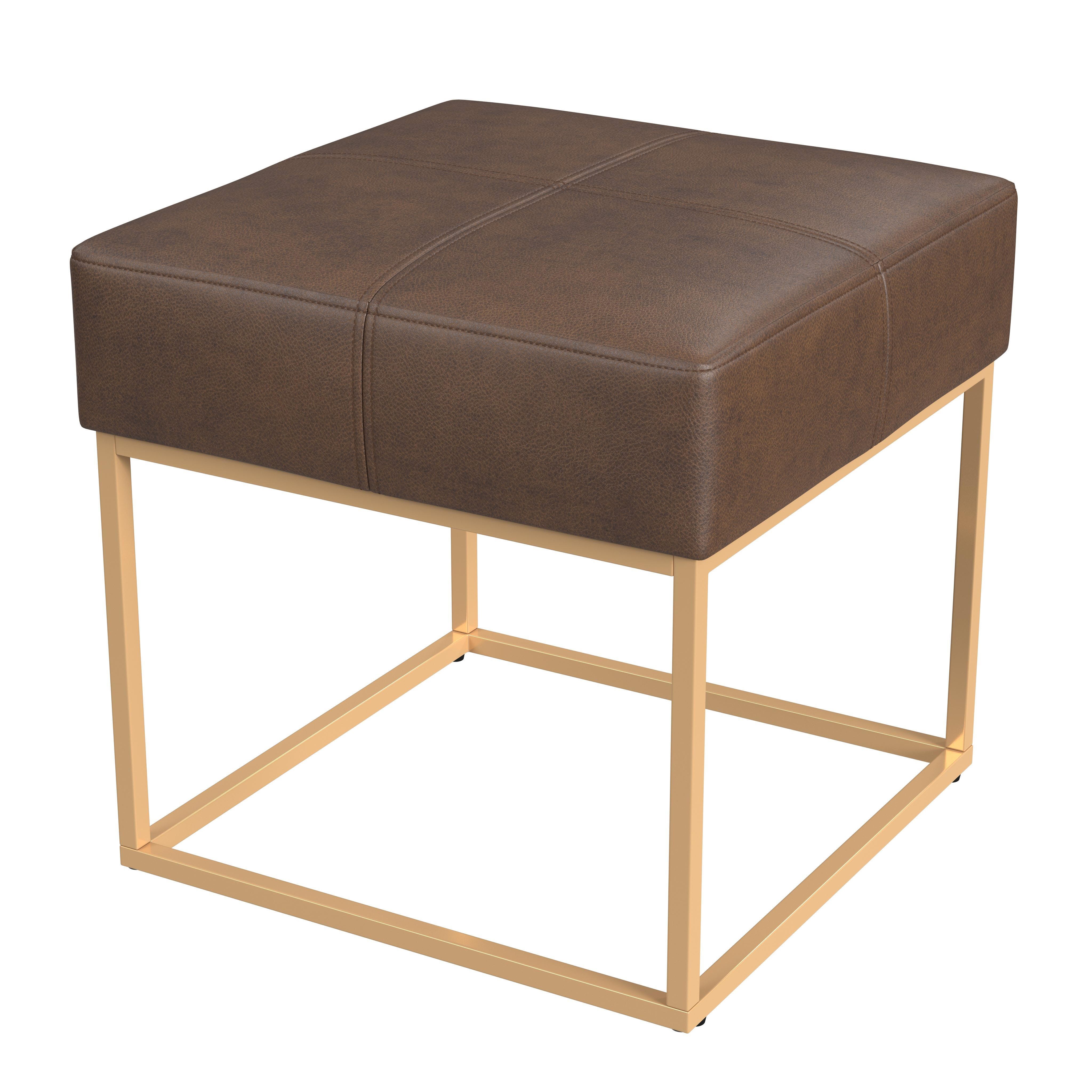 Homepop Ottoman Stool, Brown, large
