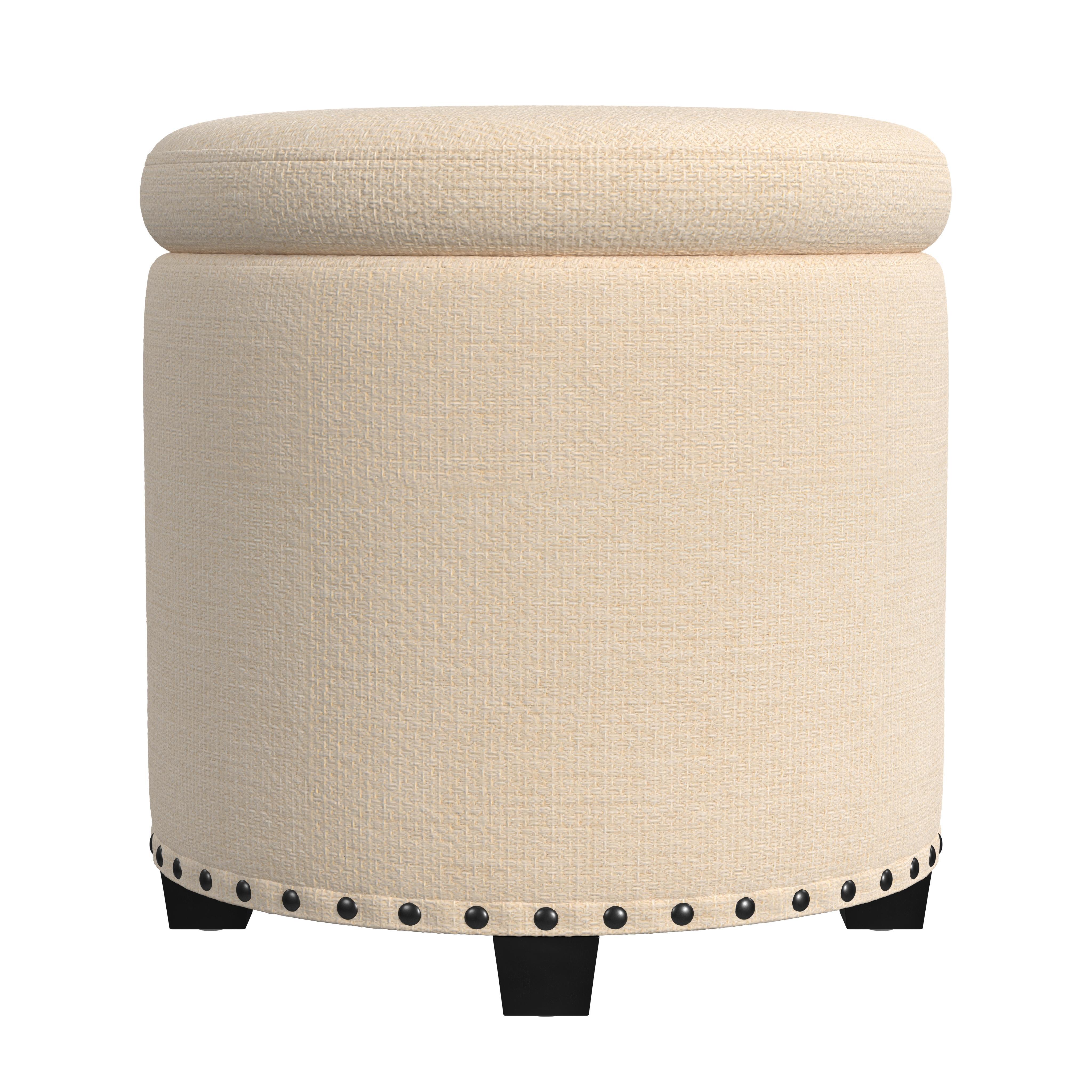 Homepop Storage Ottoman with Nailheads, Cream, large