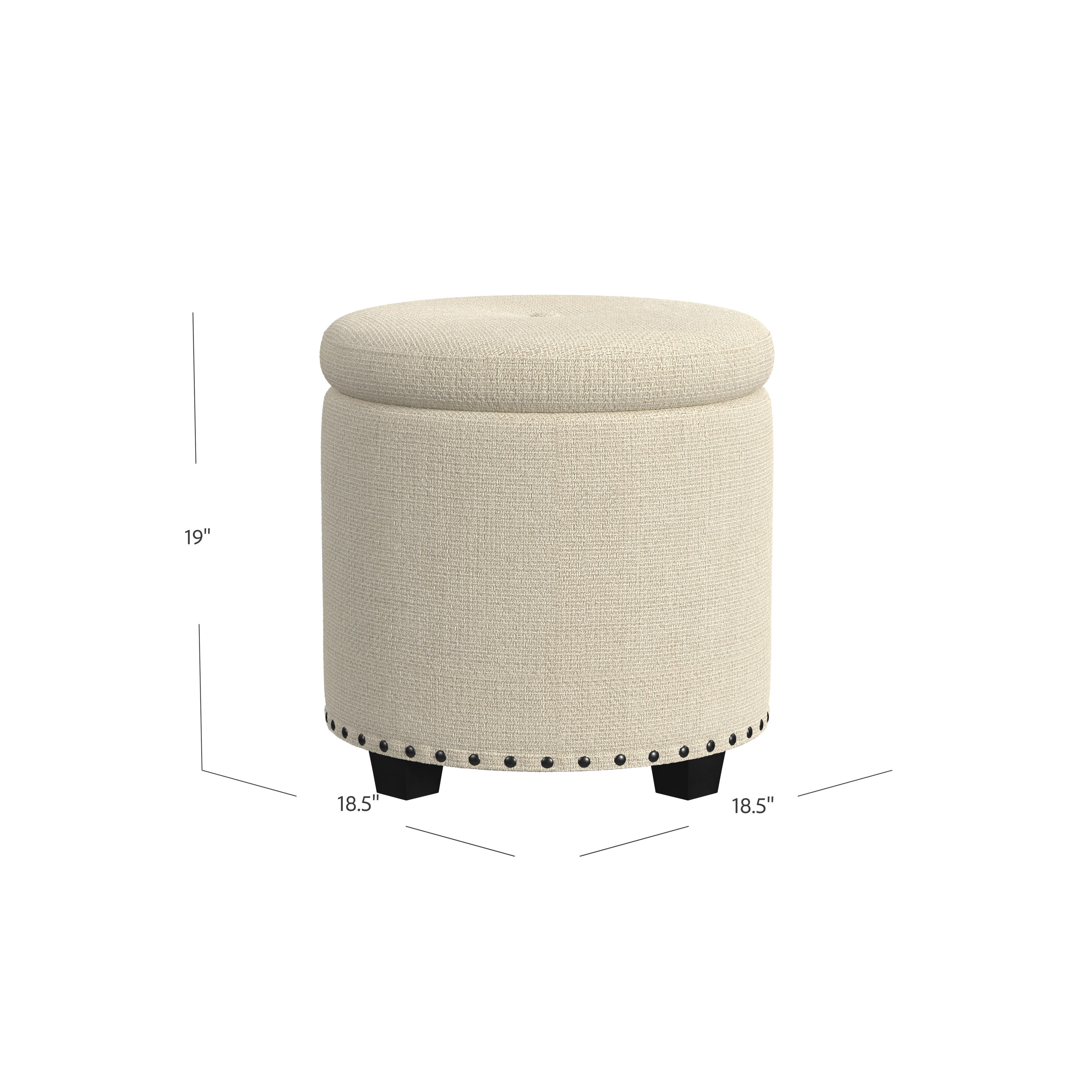 Homepop Storage Ottoman with Nailheads, Cream, large