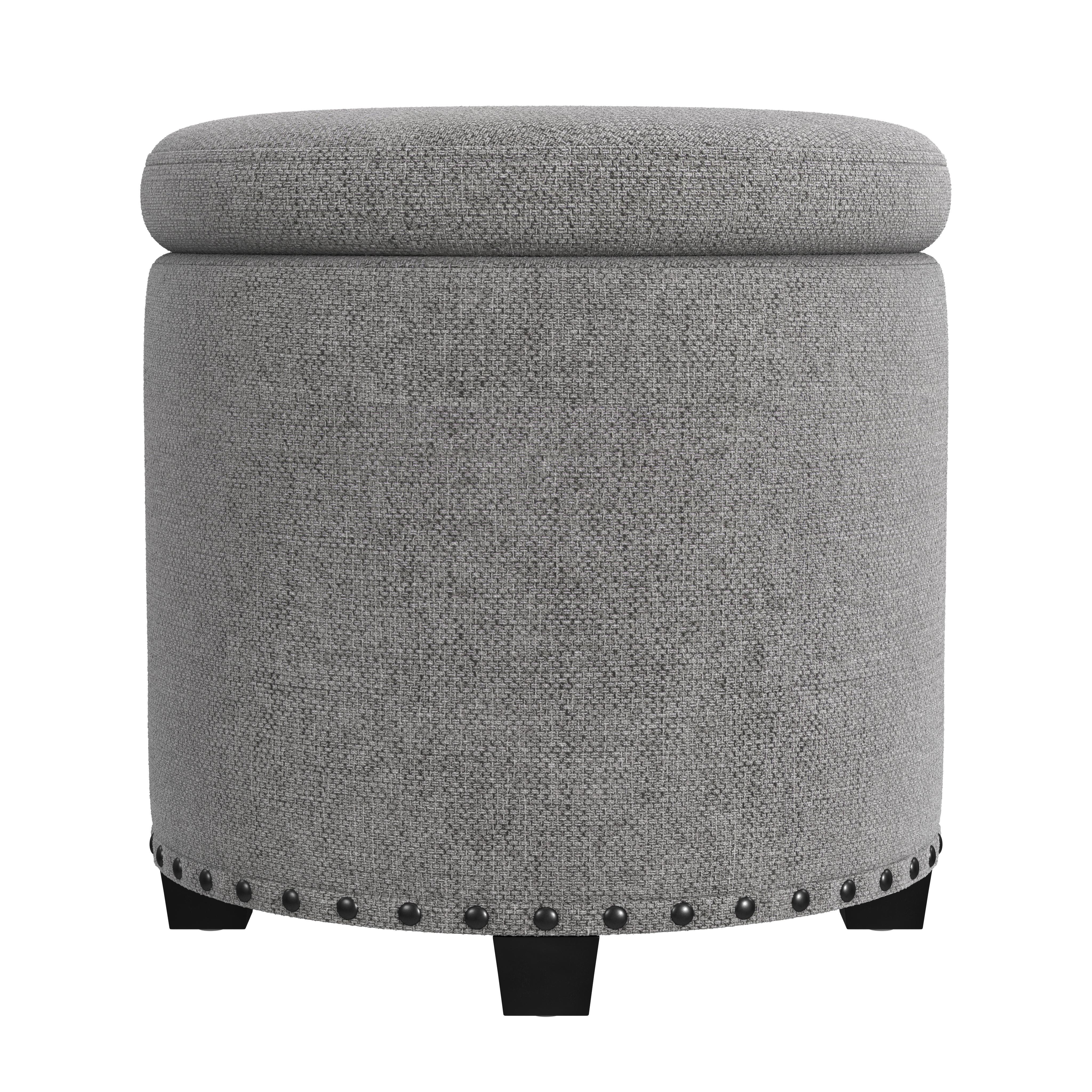 Homepop Storage Ottoman with Nailheads, Gray, large