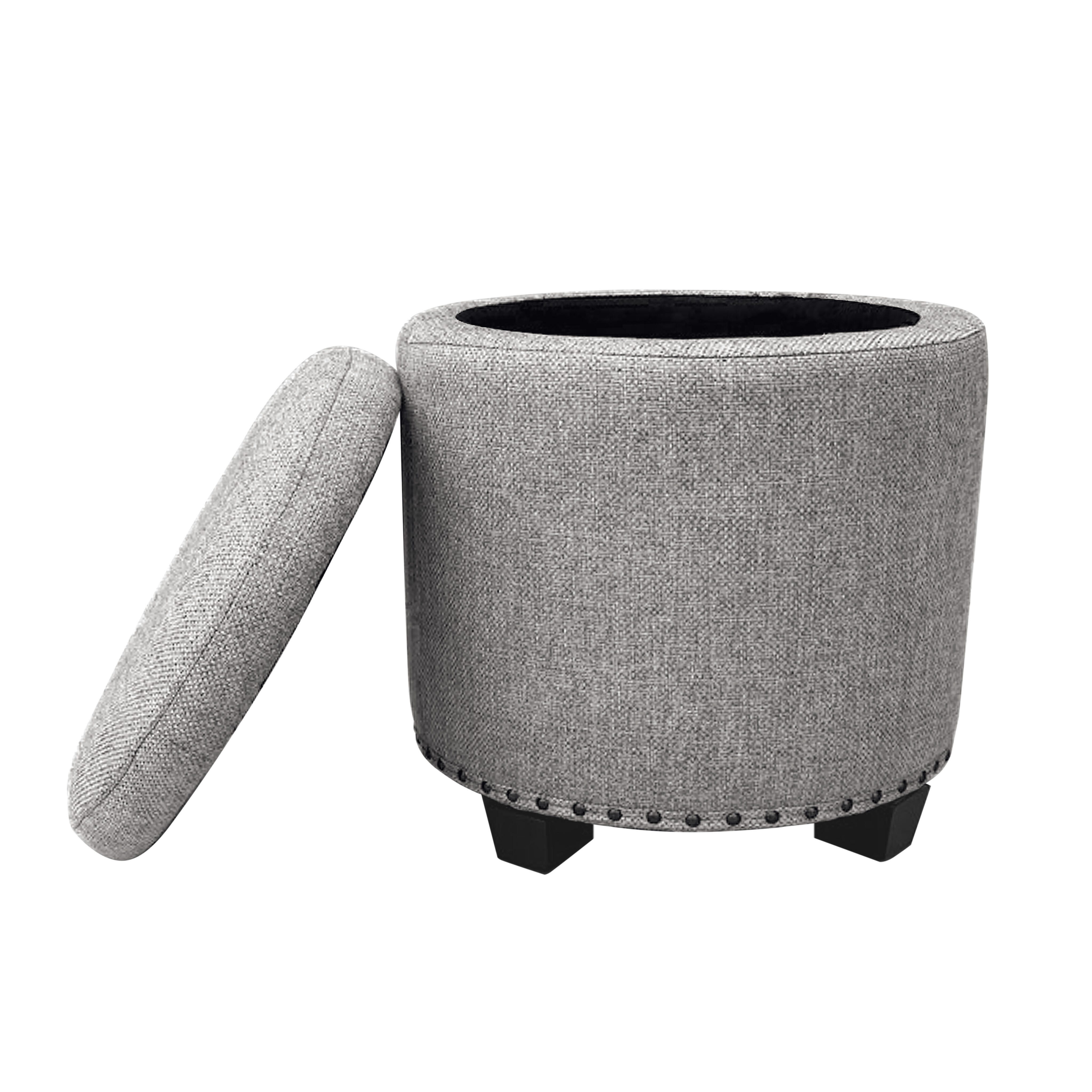 Homepop Storage Ottoman with Nailheads, Gray, large