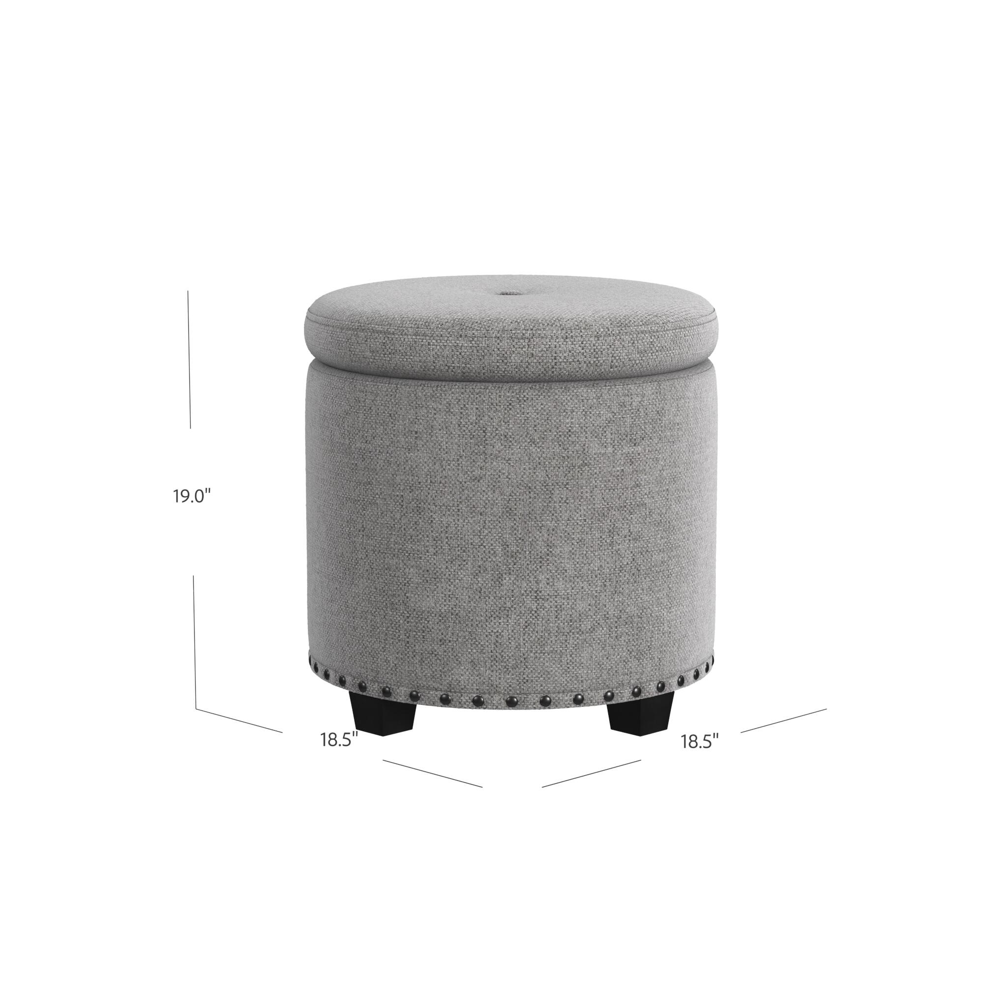Homepop Storage Ottoman with Nailheads, Gray, large
