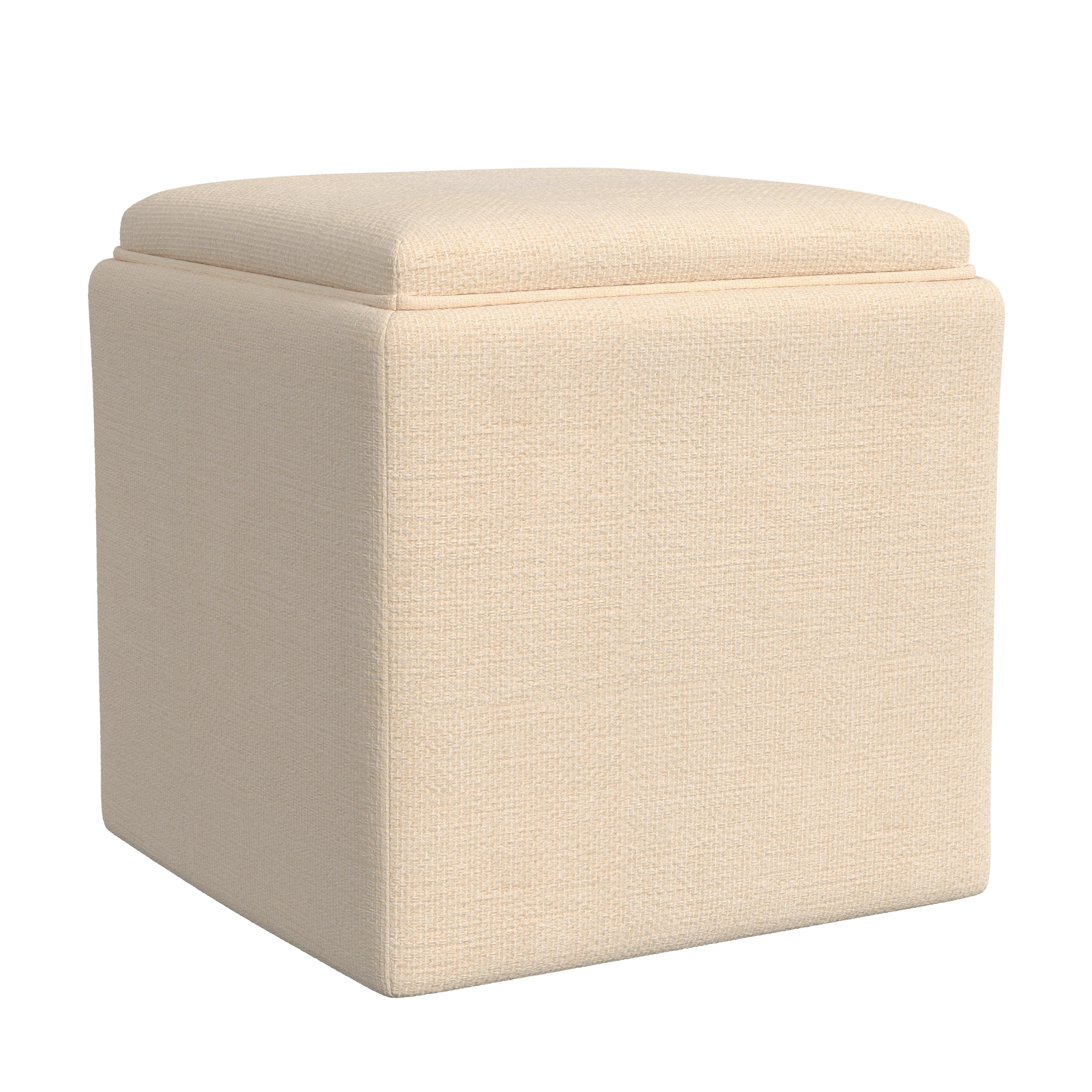 Homepop Storage Ottoman with Tray Top, Cream, large