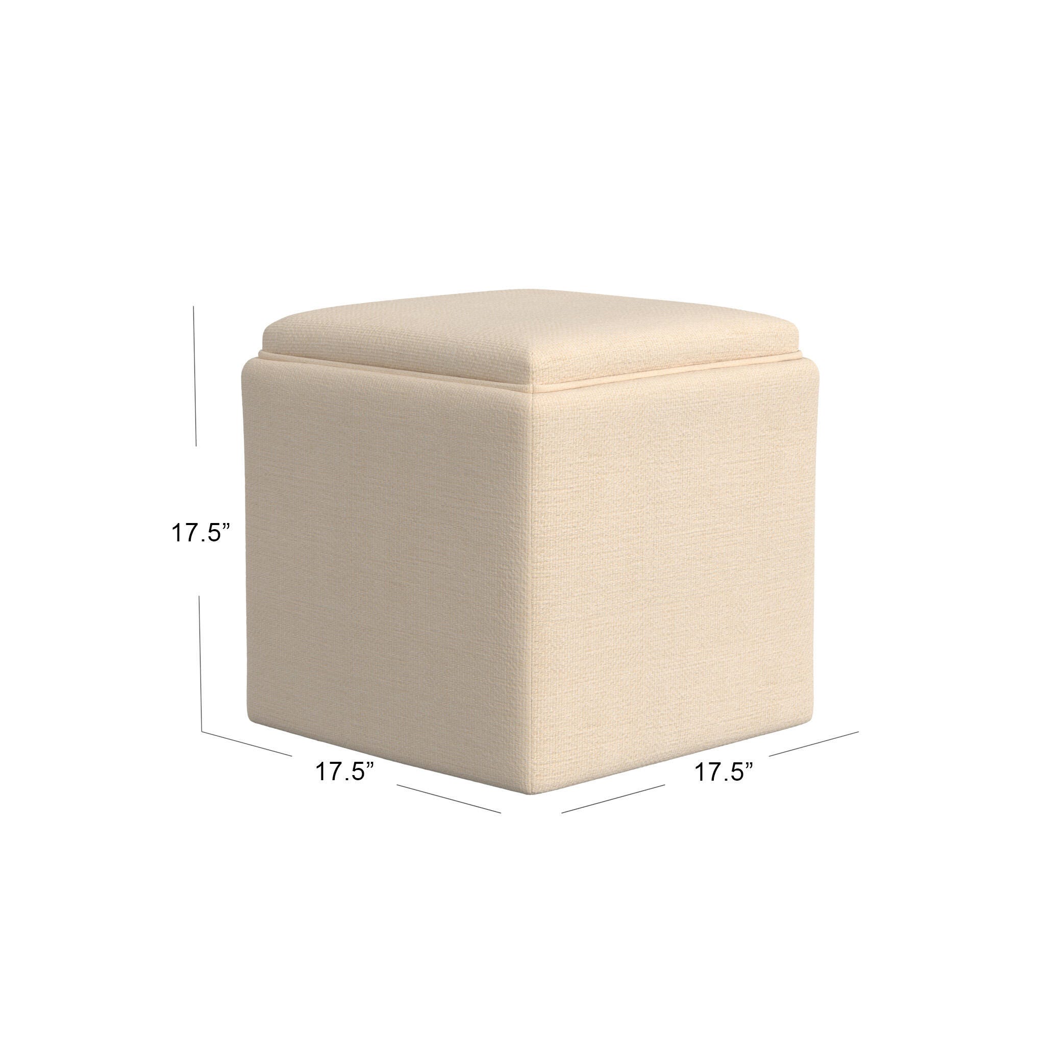 Homepop Storage Ottoman with Tray Top, Cream, large