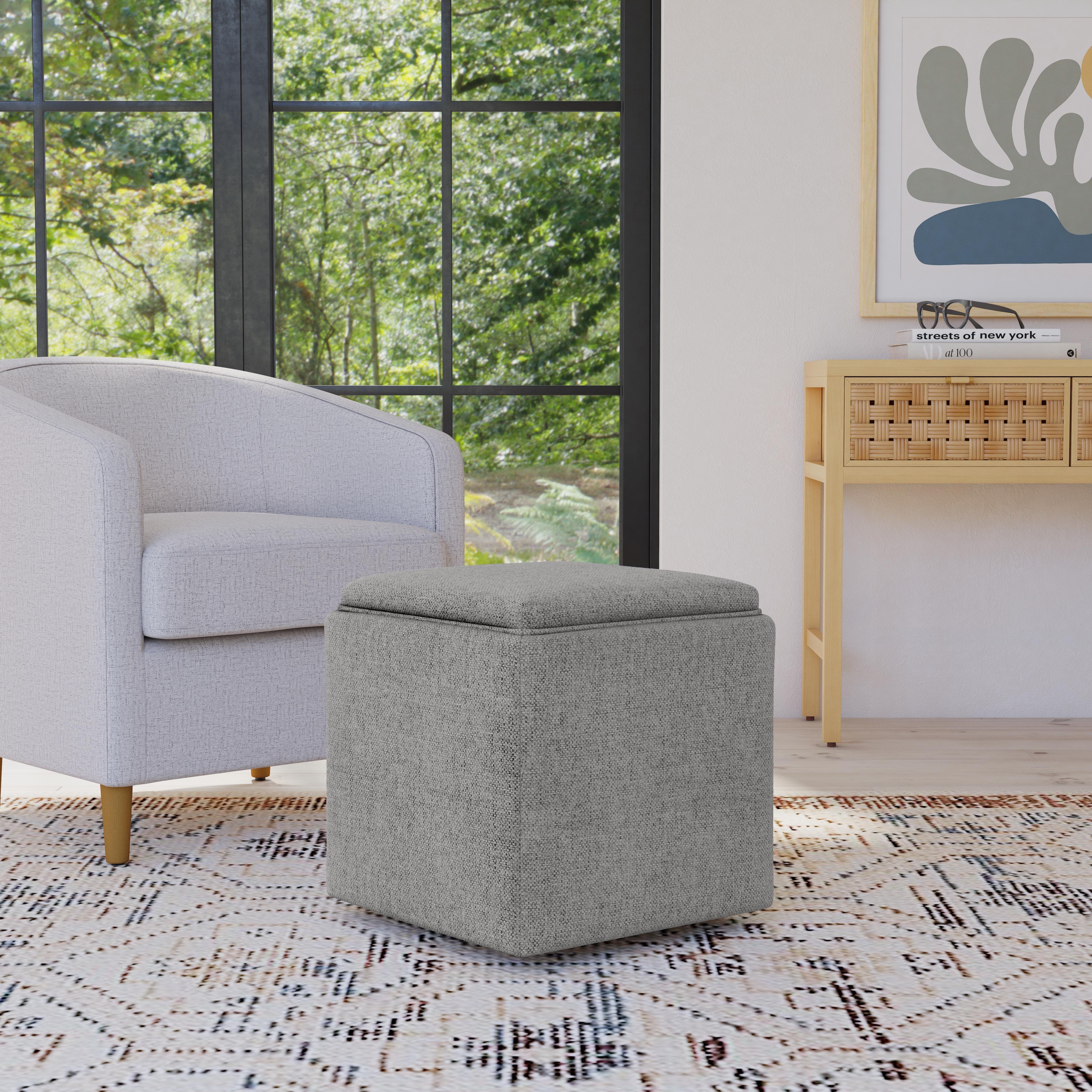 Homepop Storage Ottoman with Tray Top, Gray, rollover
