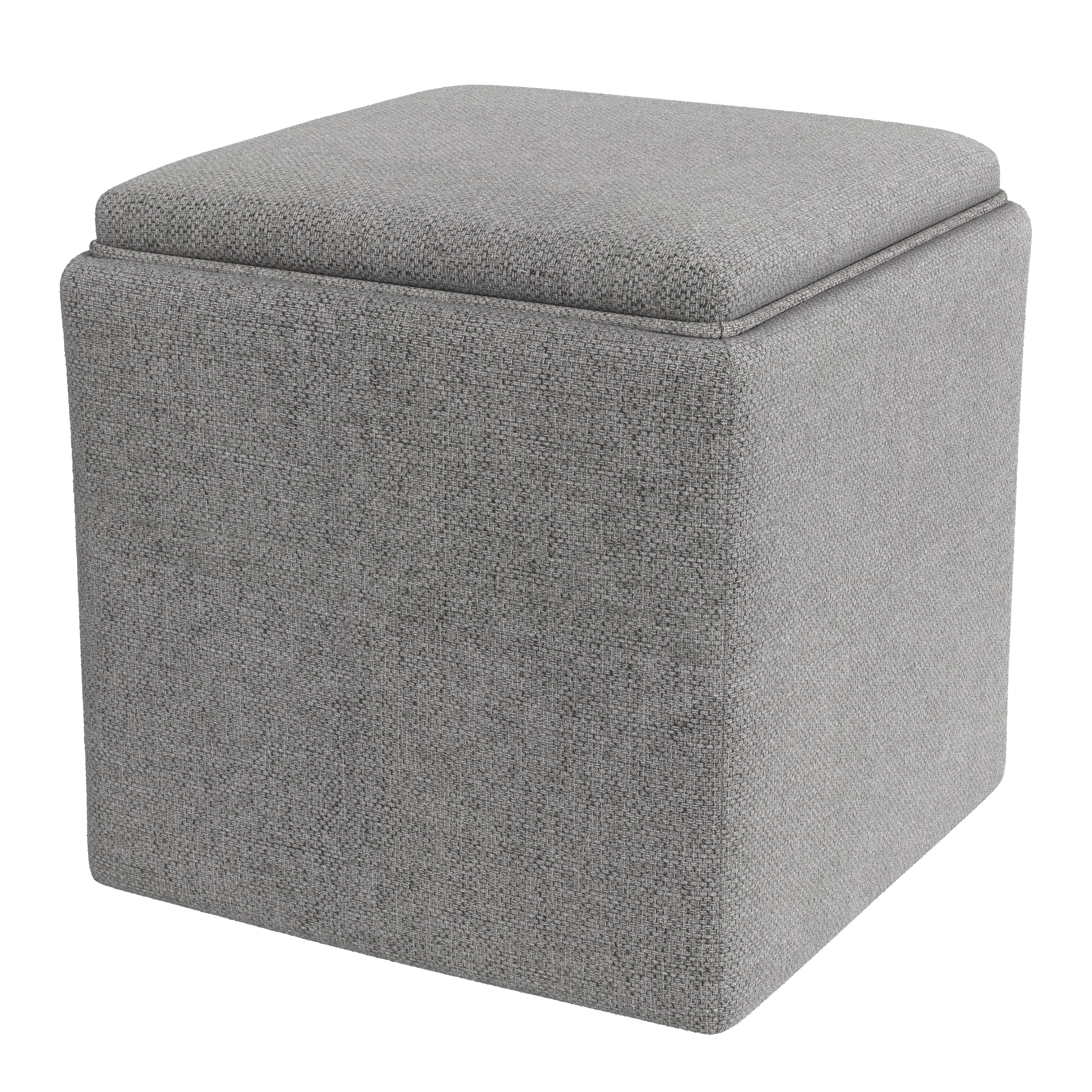 Homepop Storage Ottoman with Tray Top, Gray, large