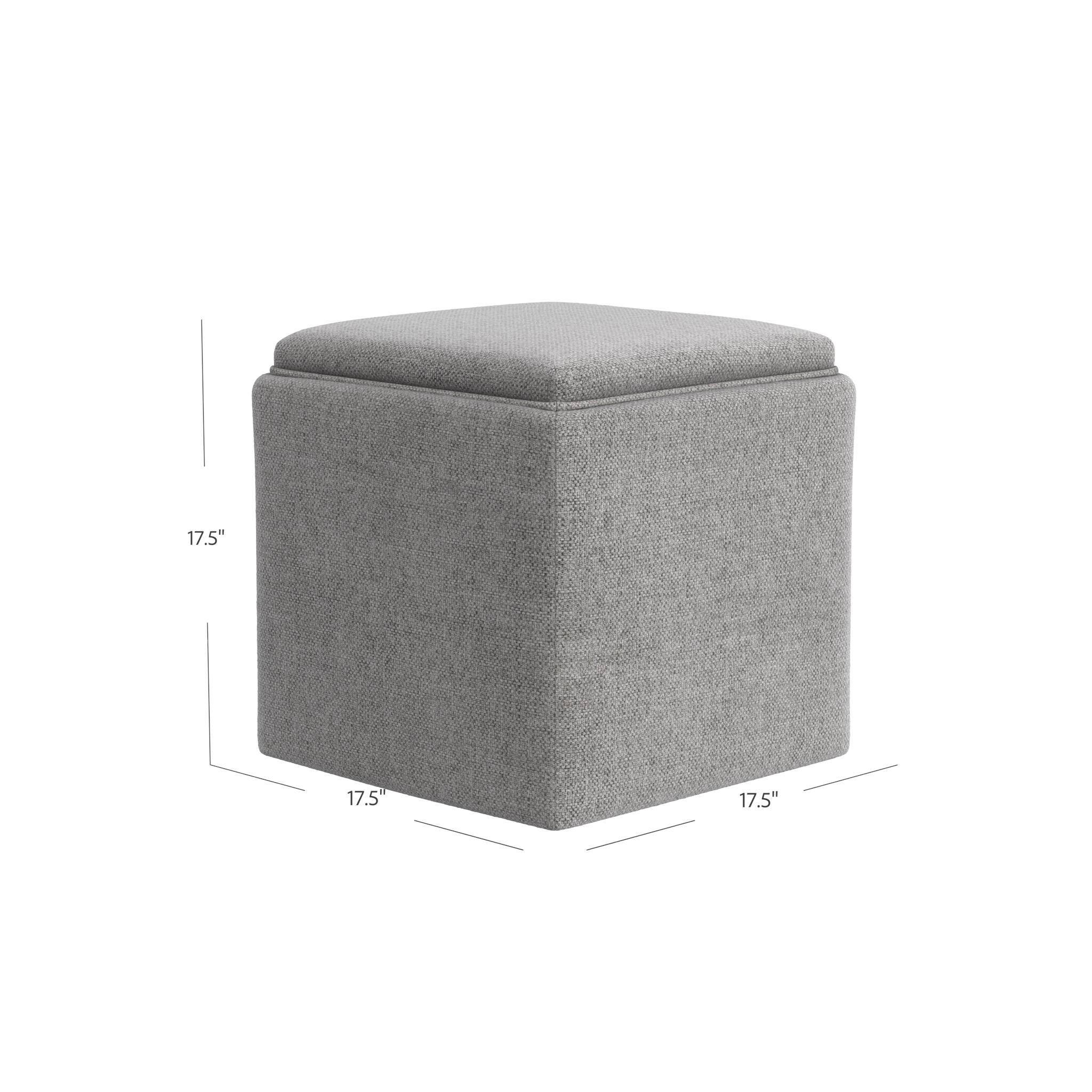 Homepop Storage Ottoman with Tray Top, Gray, large