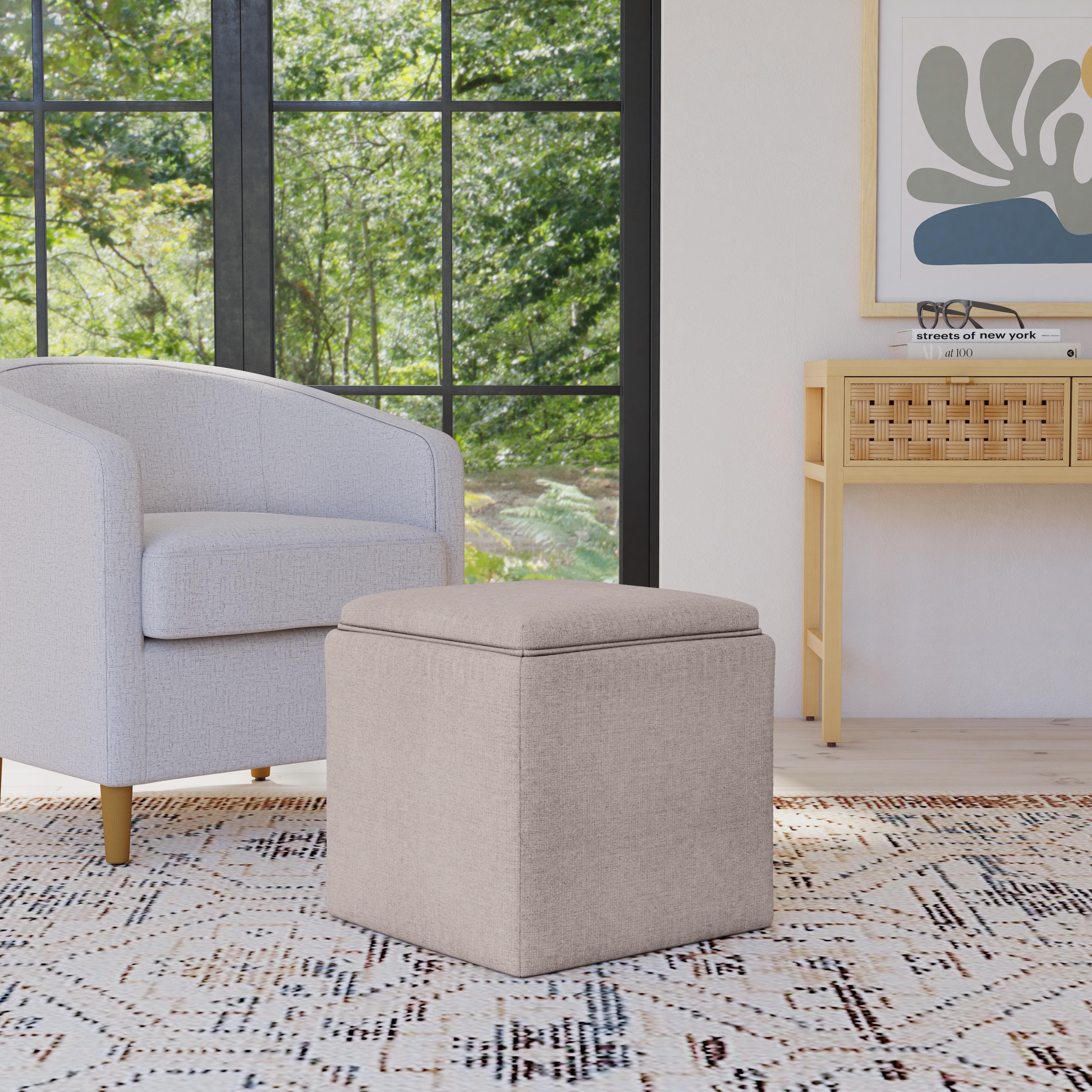 Homepop Storage Ottoman with Tray Top, Brown, rollover