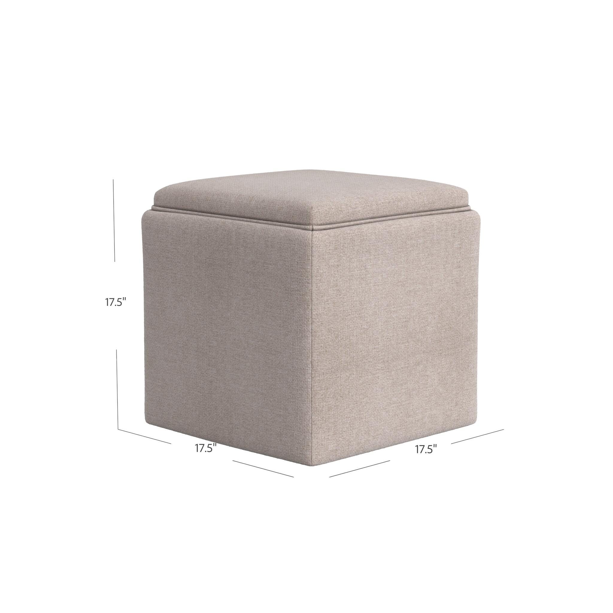 Homepop Storage Ottoman with Tray Top, Brown, large