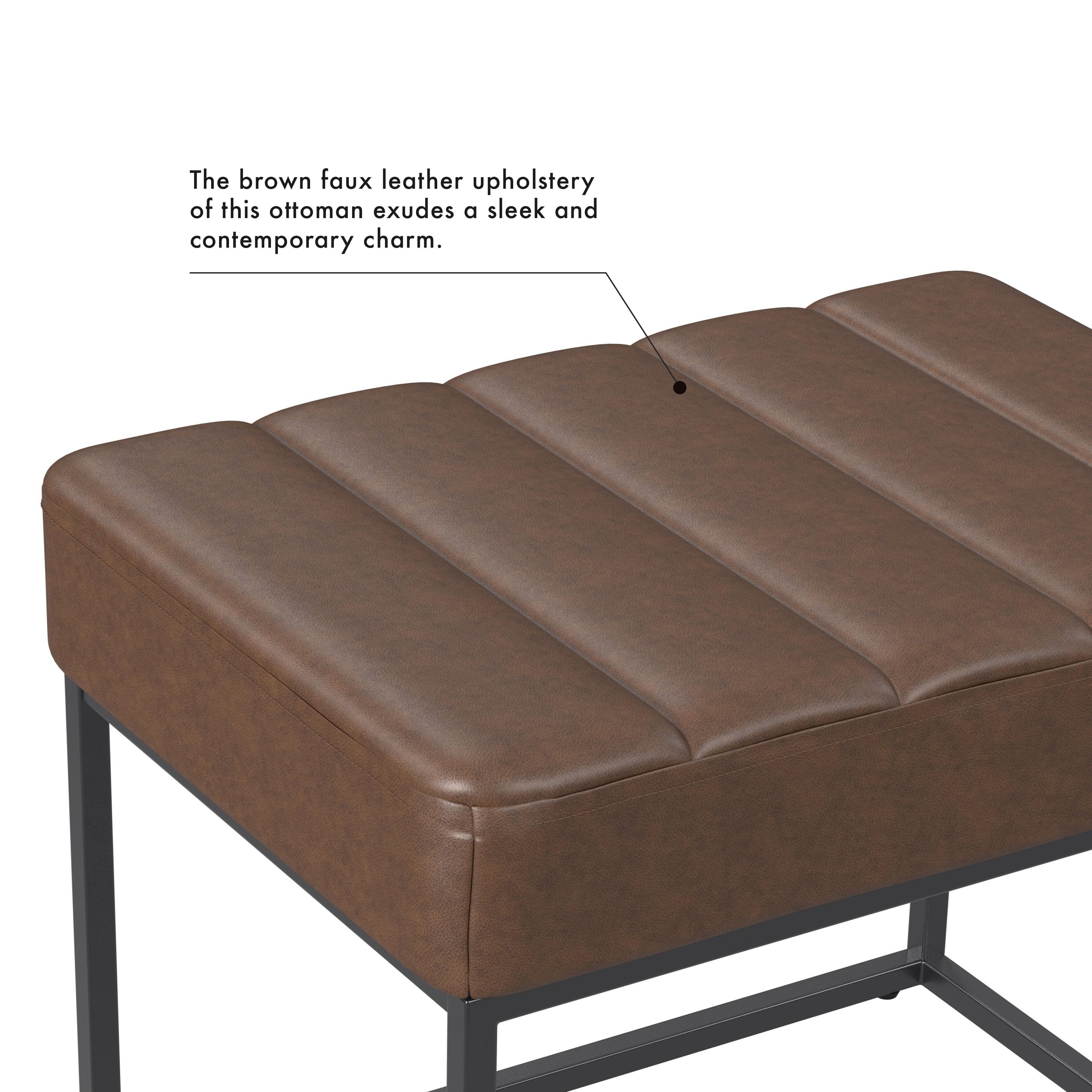 Homepop Theodore Ottoman, Brown, large