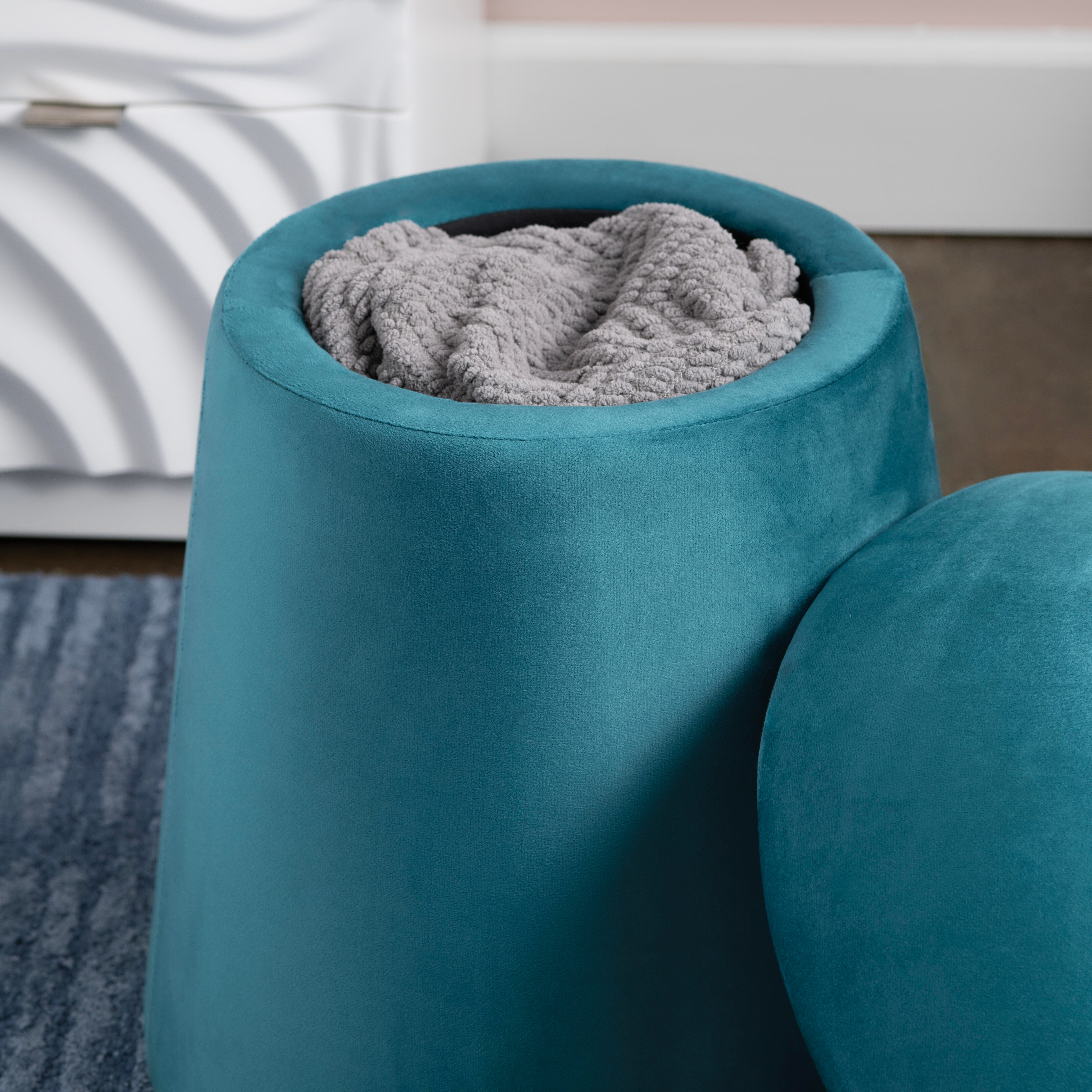 Evolution Tall Mushroom Ottoman with Storage, Teal, large
