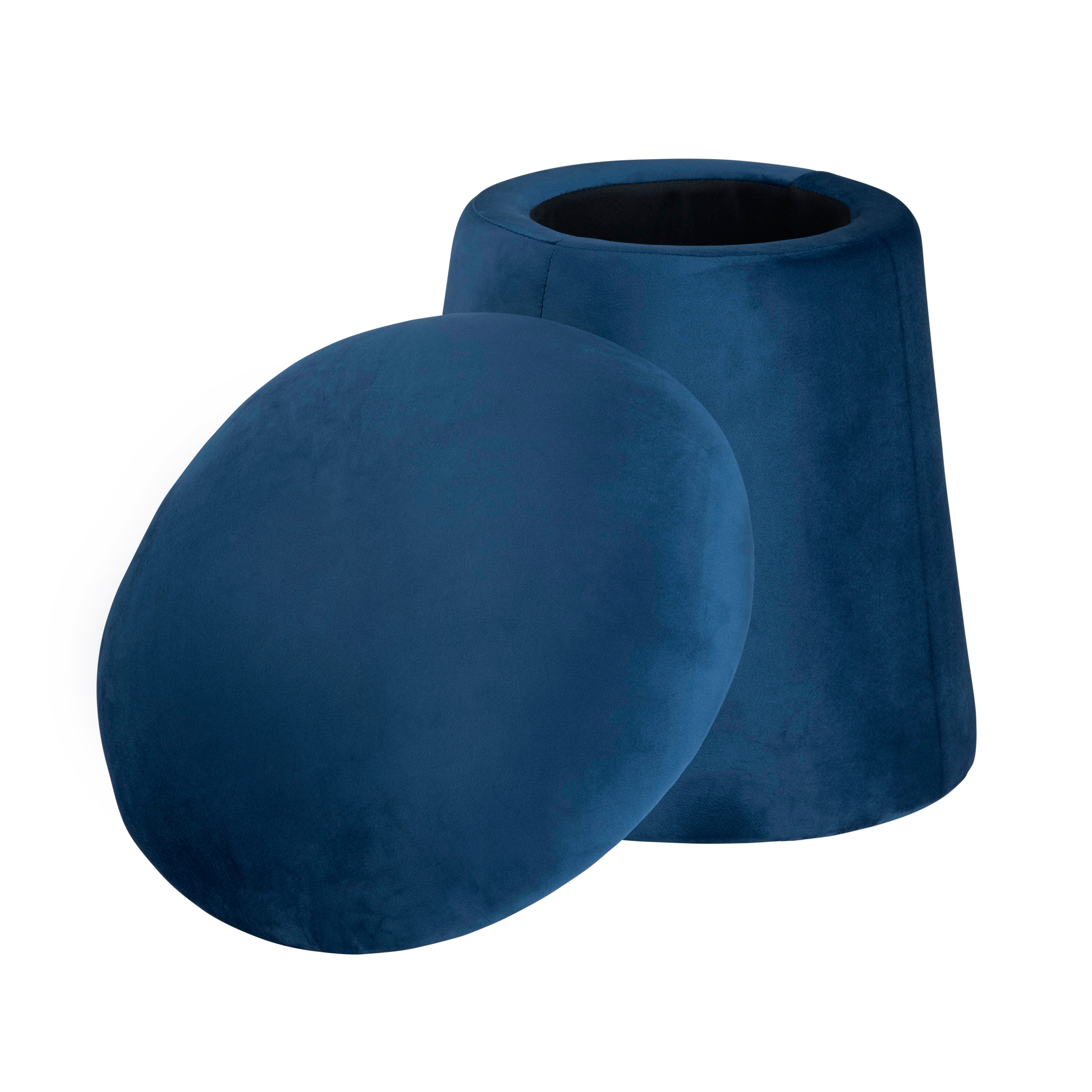Evolution Tall Mushroom Ottoman with Storage, Navy, large