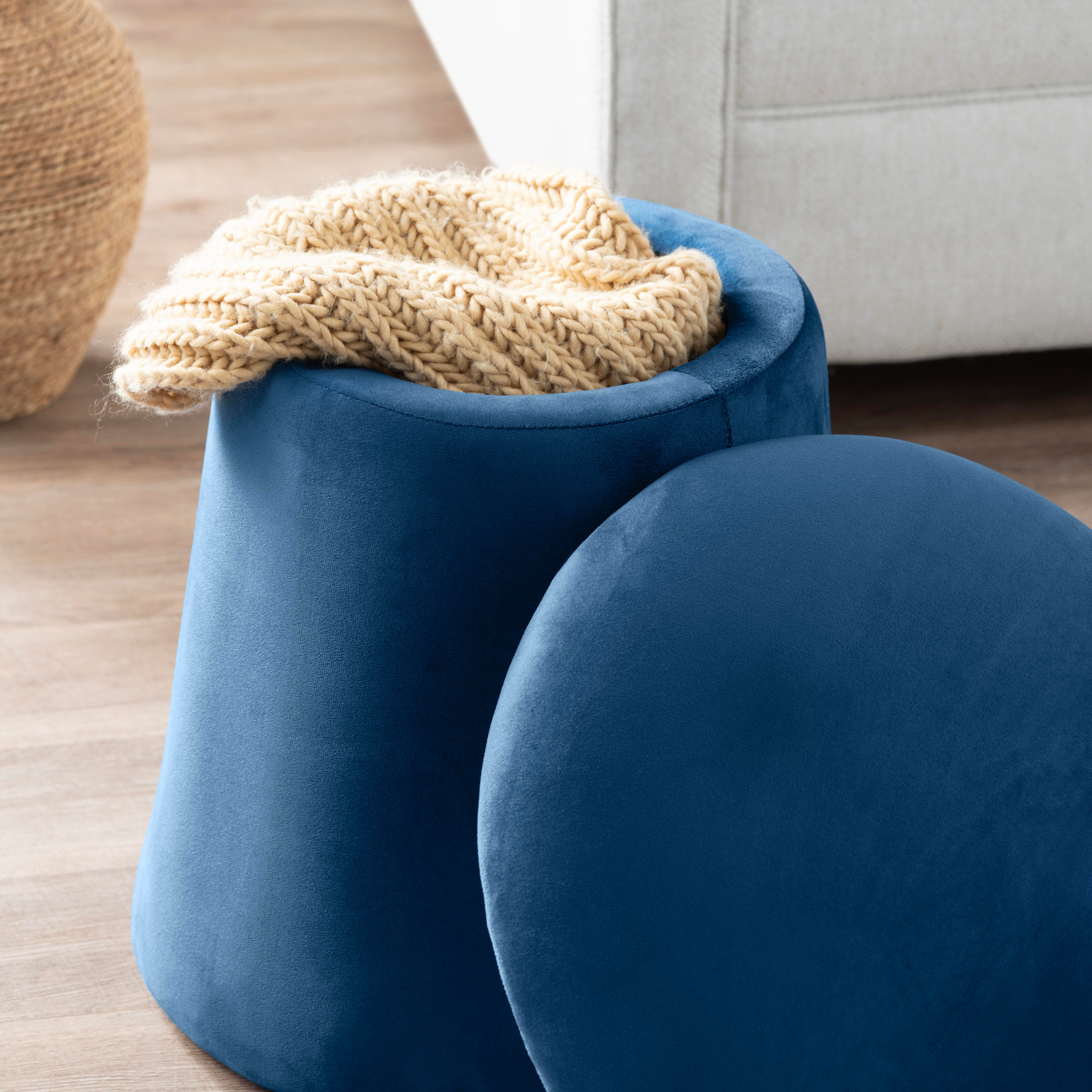Evolution Tall Mushroom Ottoman with Storage, Navy, large