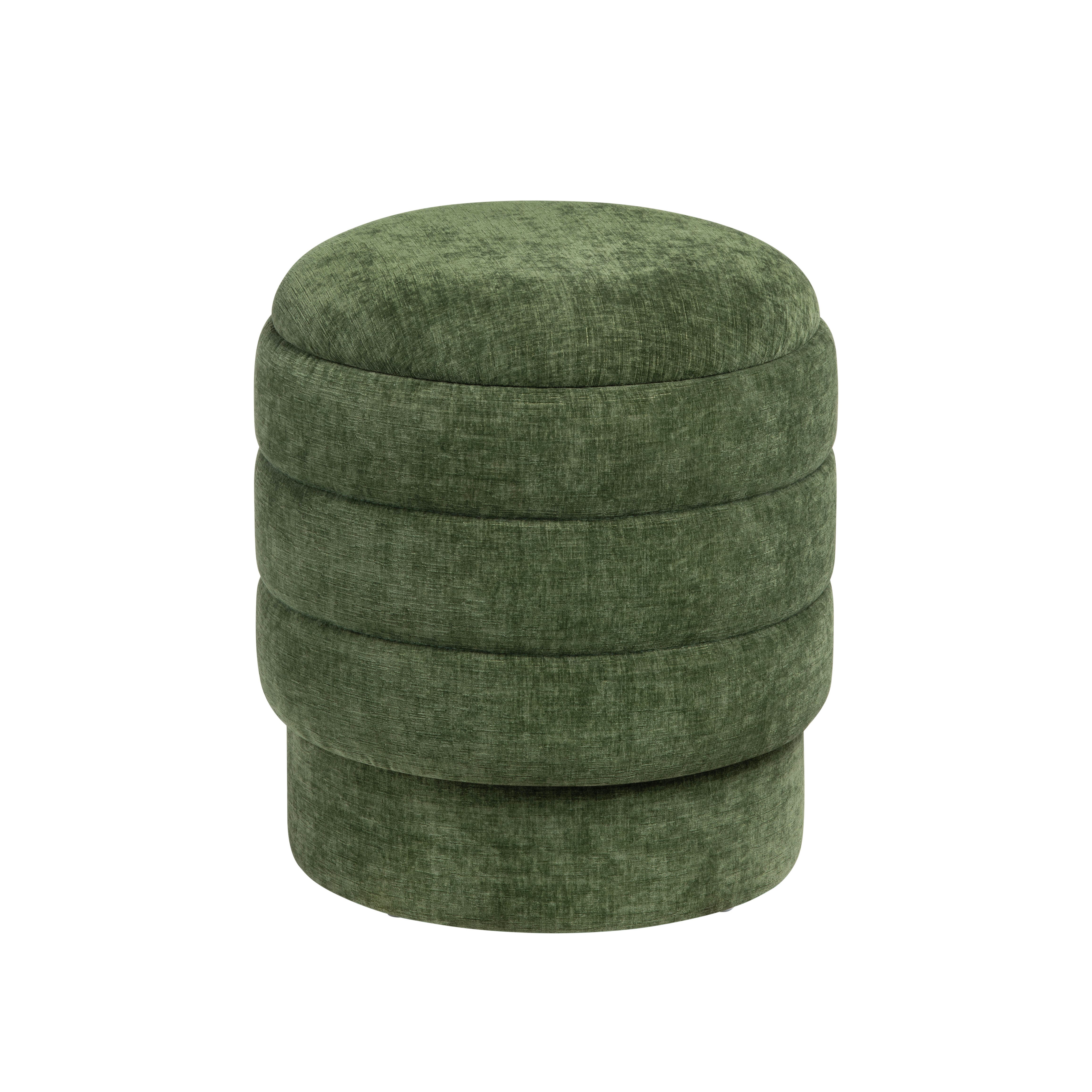 Evolution Stylish Round Ottoman with Storage, Green, large