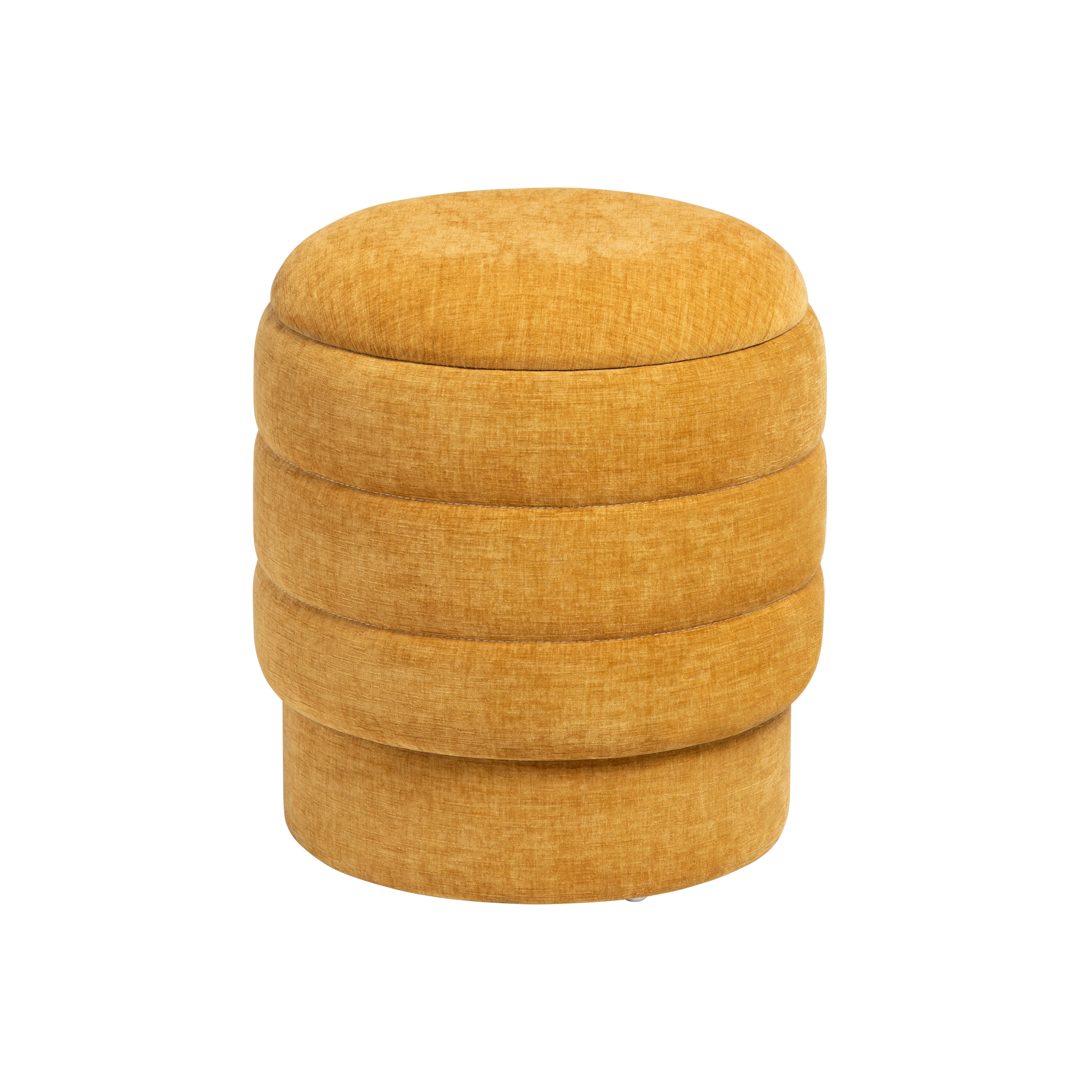 Evolution Stylish Round Ottoman with Storage, Yellow, large