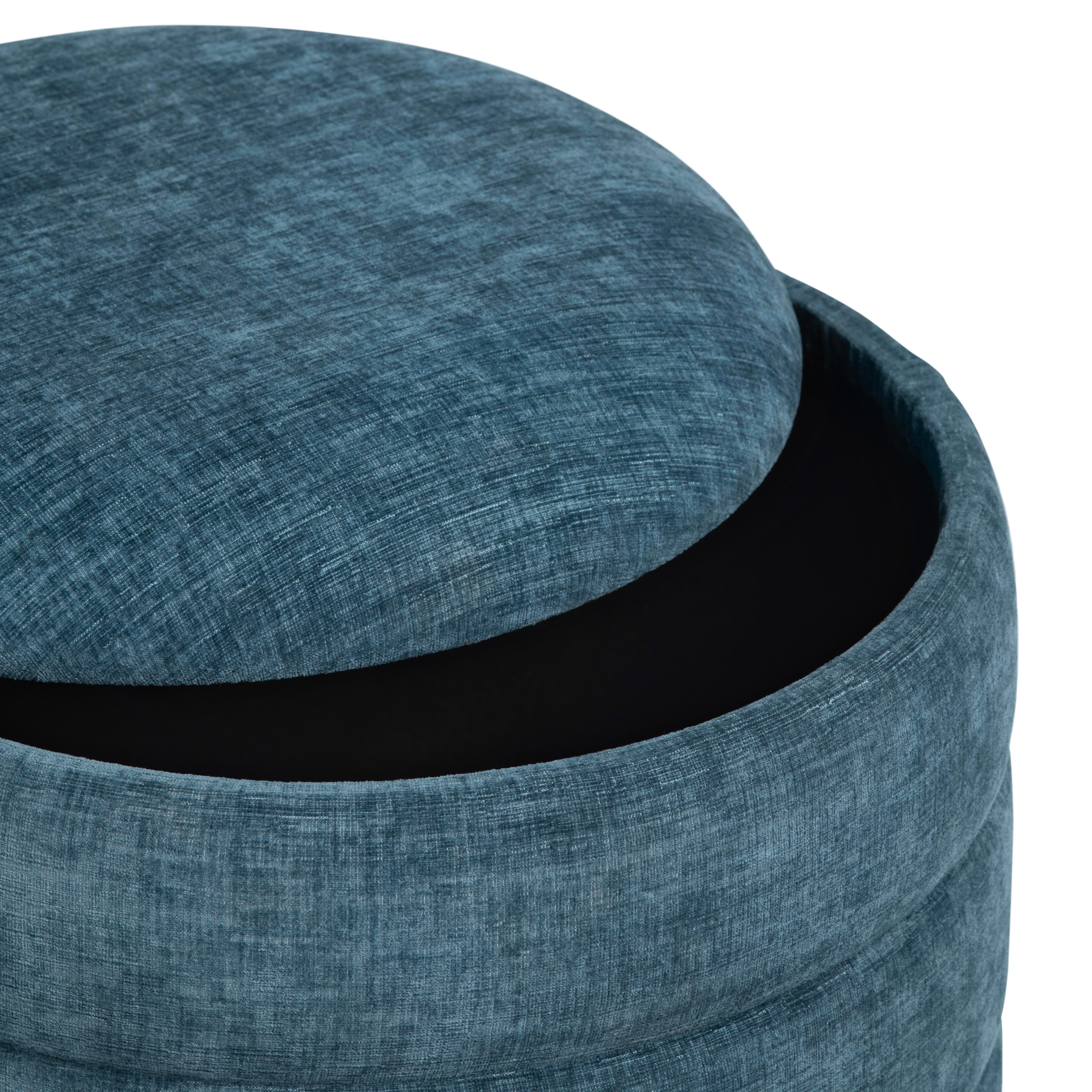 Evolution Stylish Round Ottoman with Storage, Navy, large