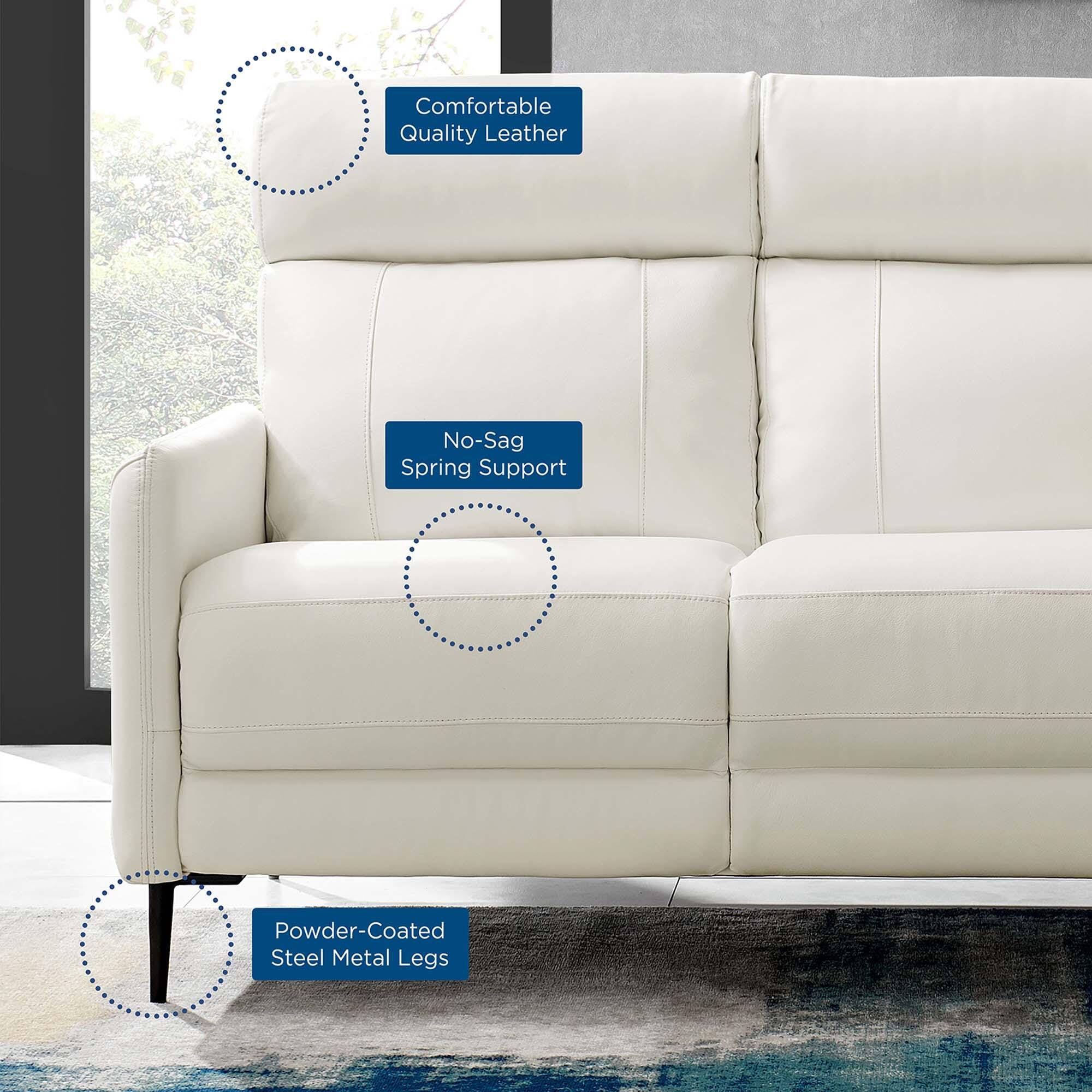 Modway Huxley Leather Sofa, White, large