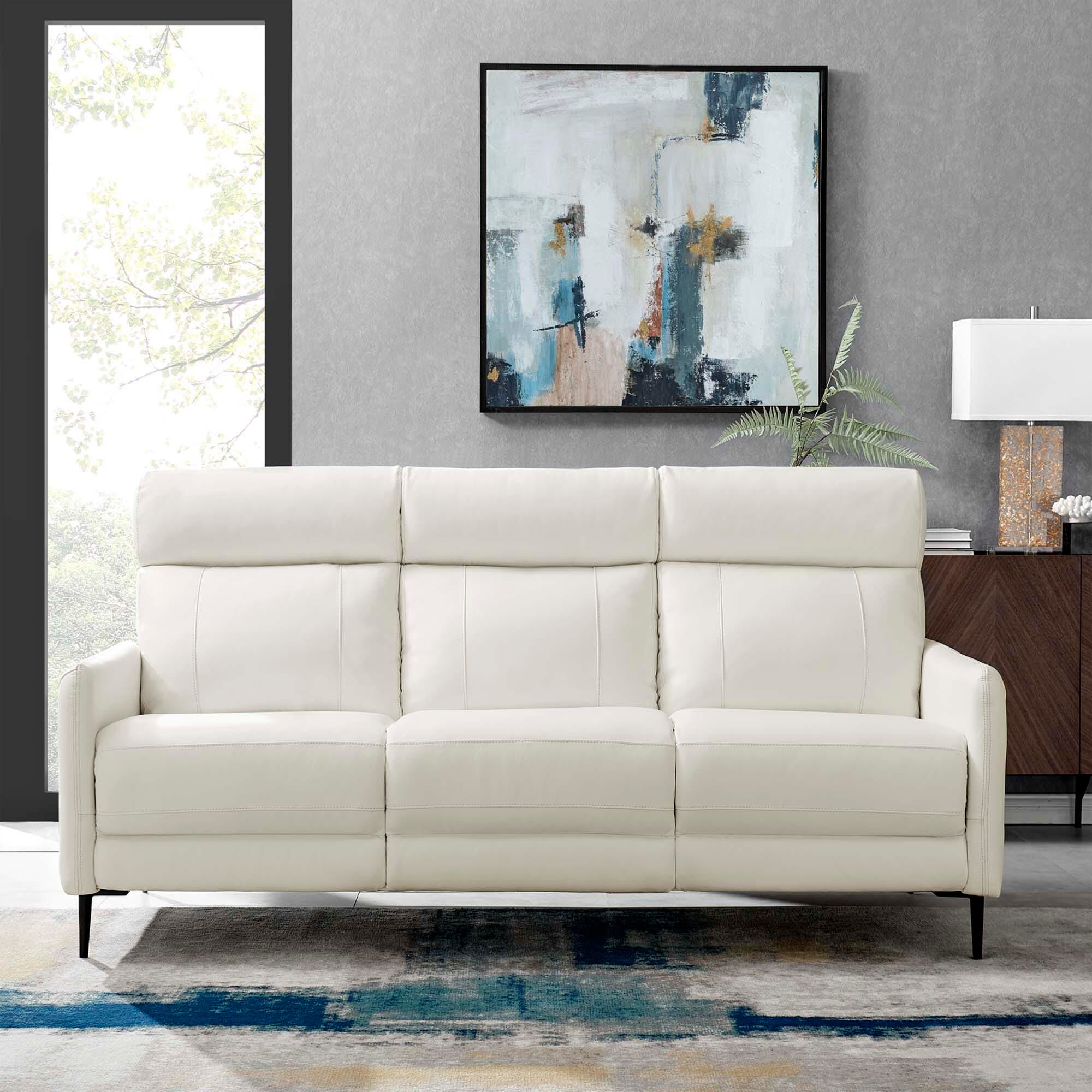 Modway Huxley Leather Sofa, White, large