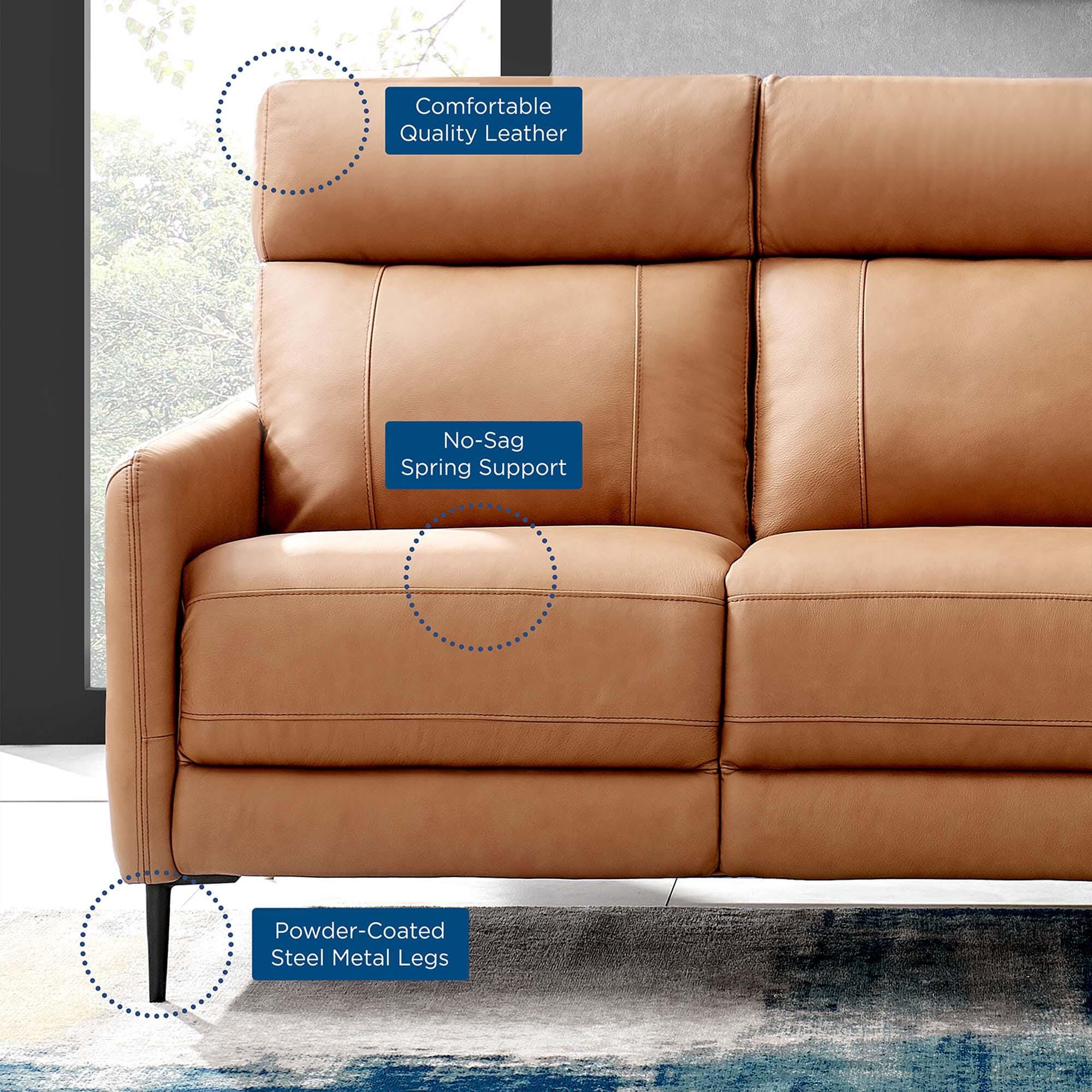 Modway Huxley Leather Sofa, Tan, large