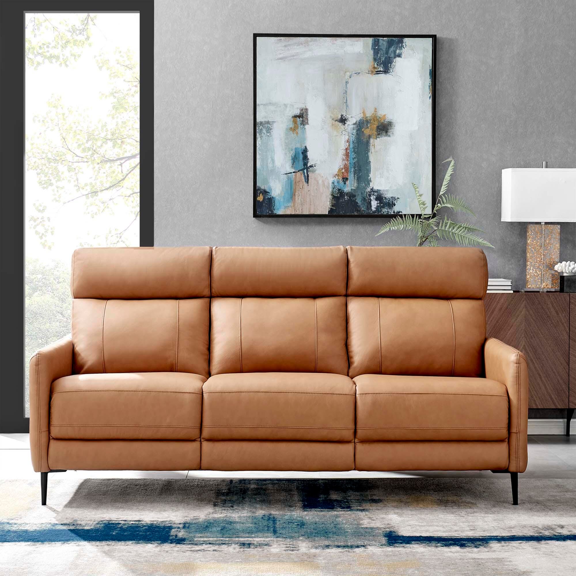 Modway Huxley Leather Sofa, Tan, large
