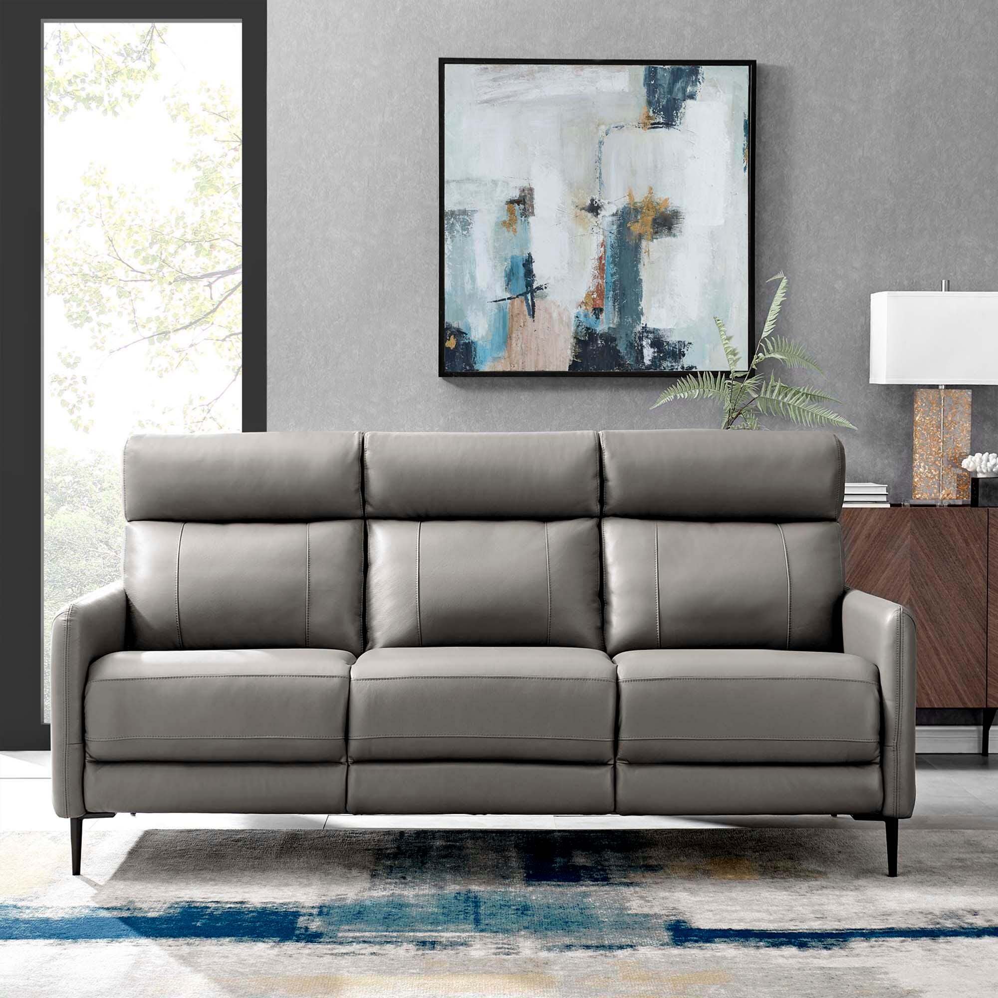 Modway Huxley Leather Sofa, Gray, large