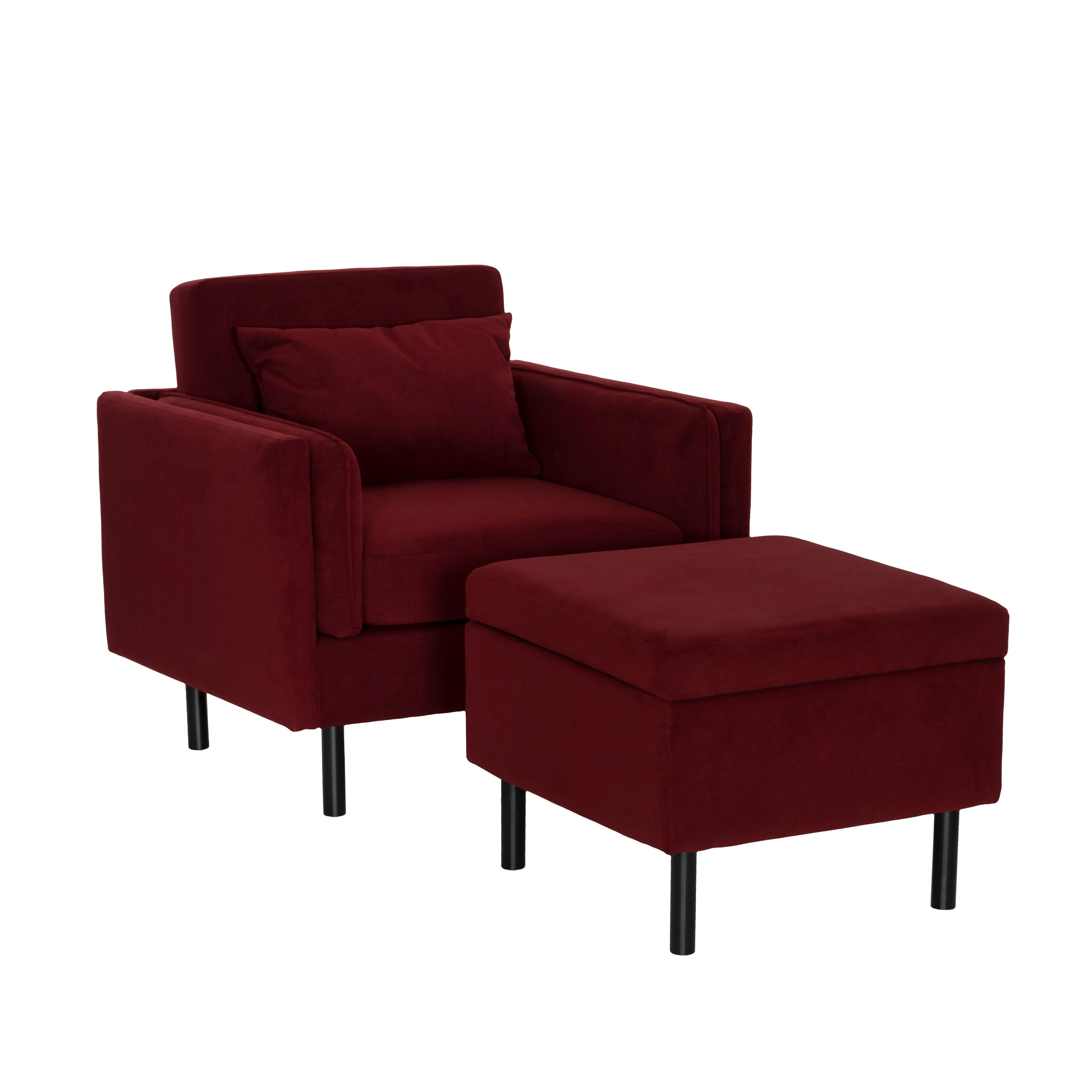 Linon Velvet Chair and Ottoman Set, , large