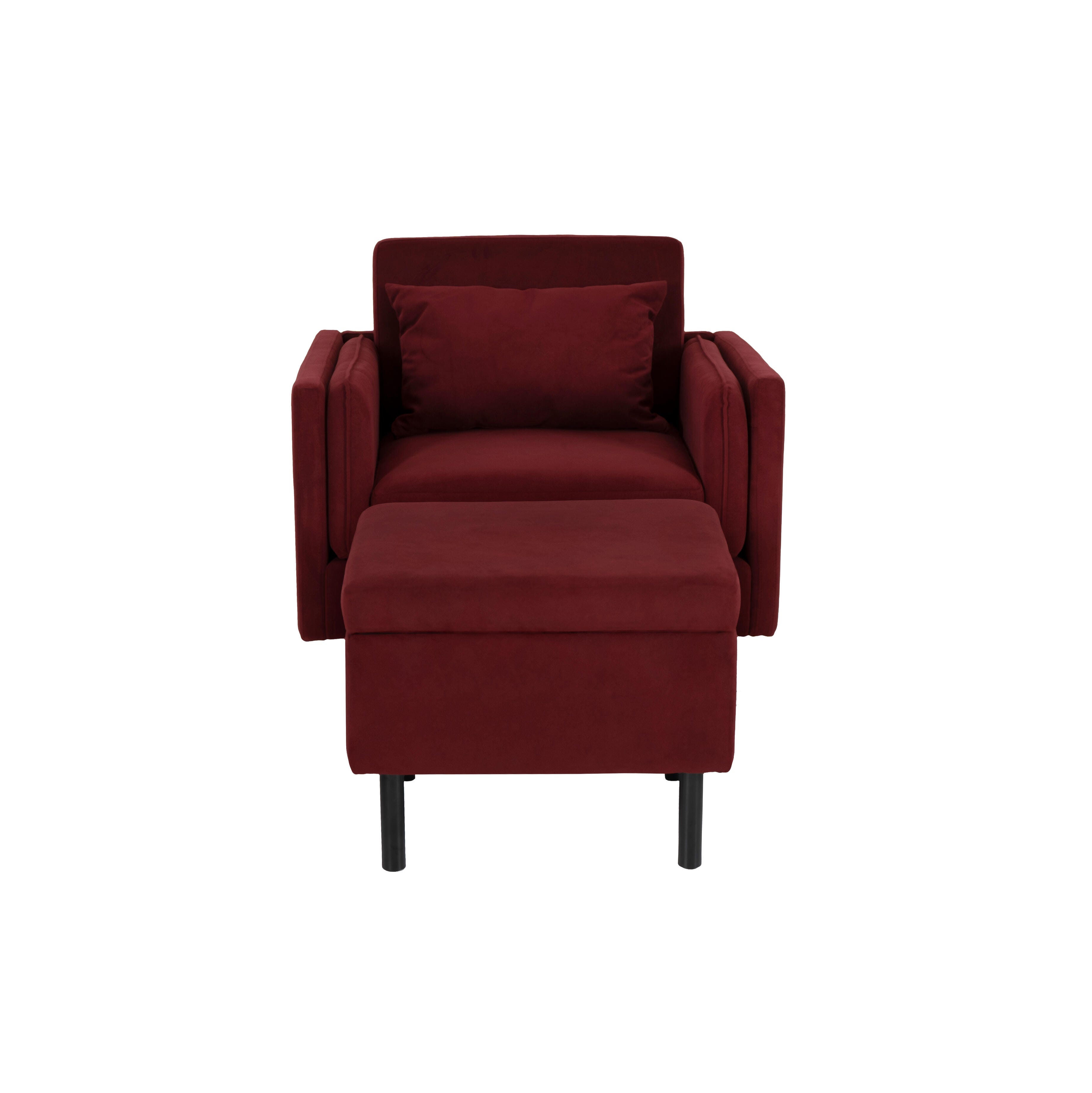 Linon Velvet Chair and Ottoman Set, , large