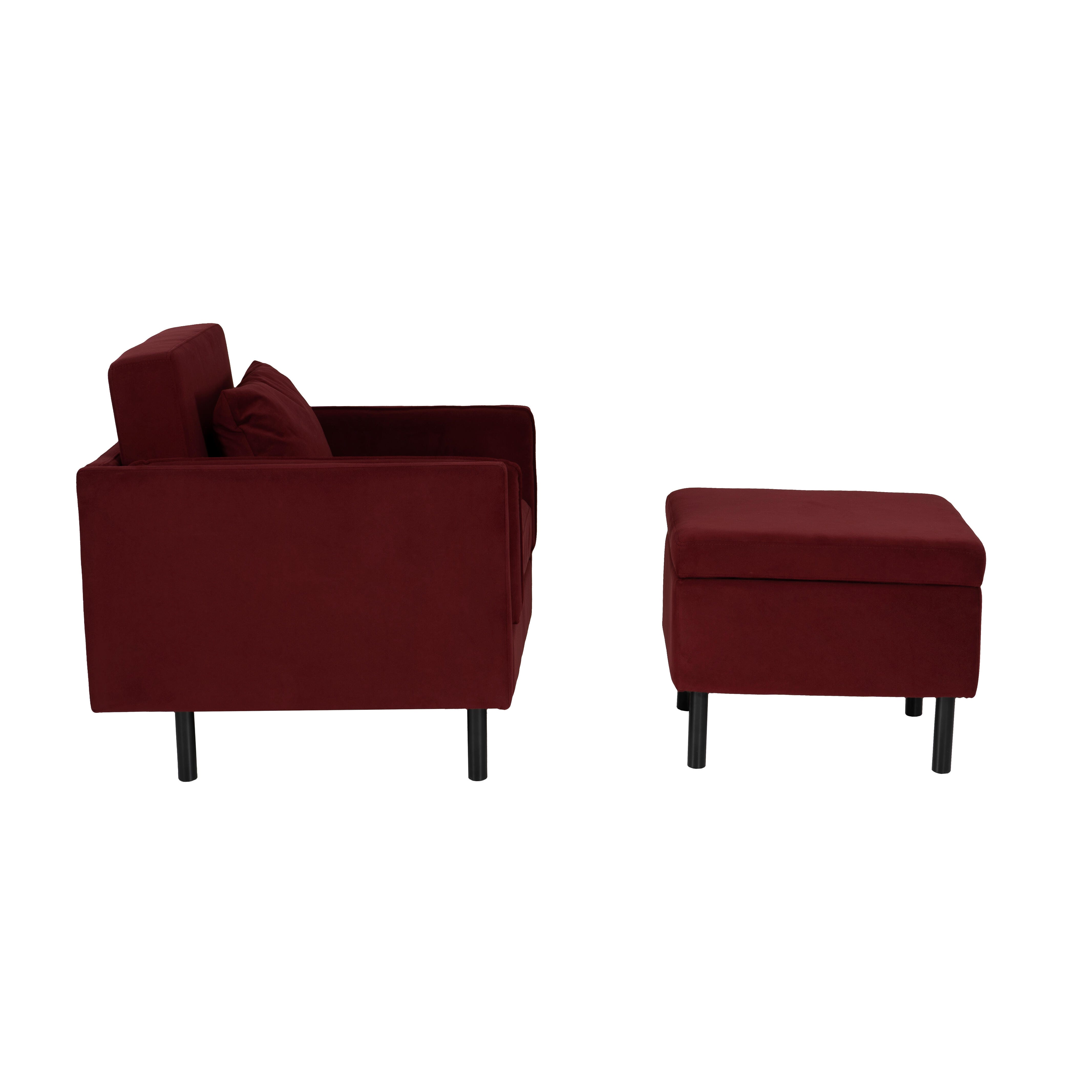 Linon Velvet Chair and Ottoman Set, , large