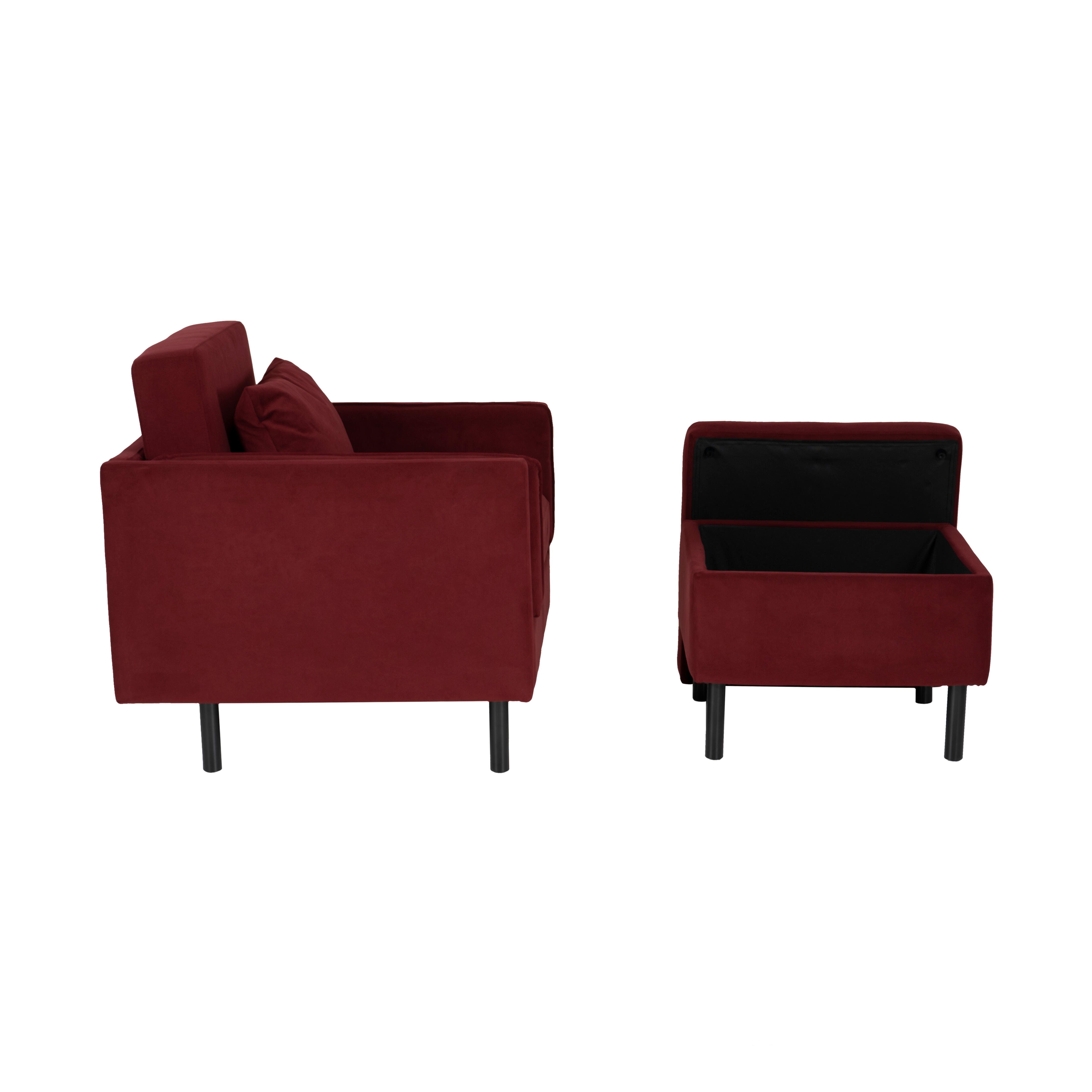 Linon Velvet Chair and Ottoman Set, , large